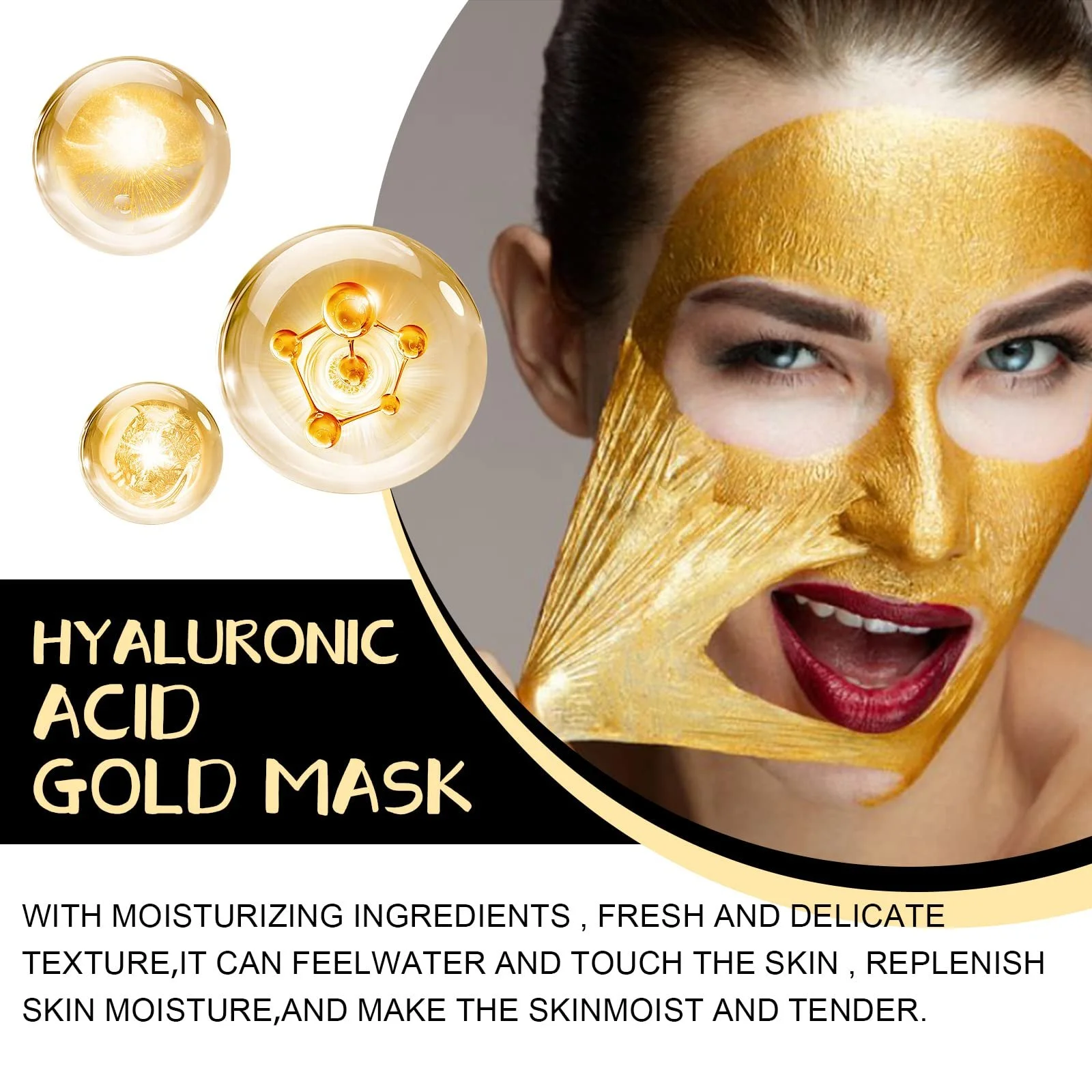 Маска Змеиный Retinol Gold, Золотая маска, Маска Змеиный Яд Пептид Gold, Антивозрастная Золотая маска для лица, Омолаживающая Золотая маска-пленка, Увлажняющая для упругости лица, фото №7