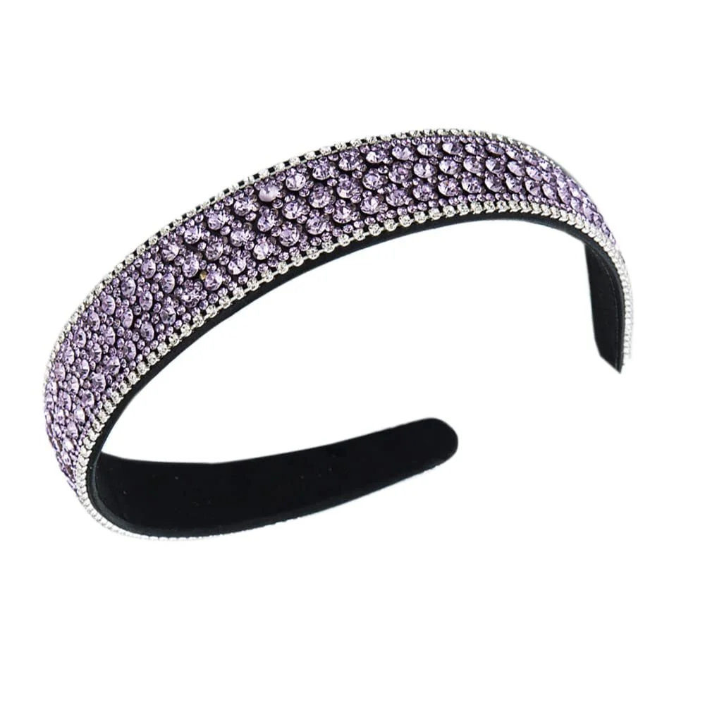 Обруч для волосся зі стразами, широкий м’який, фото №3