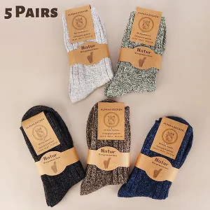 Носки Jeasona Alpaca, 5 пар, женские, размер 4-7, теплые зимние носки, термоноски из шерсти, толстые, из альпаки, подарочные synthetic.ua - Фото 1