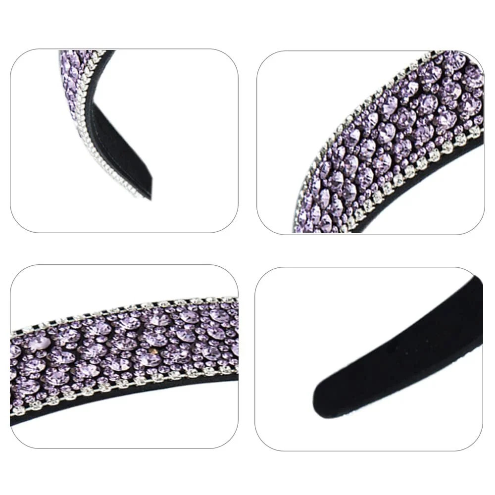 Обруч для волосся зі стразами, широкий м’який, фото №5