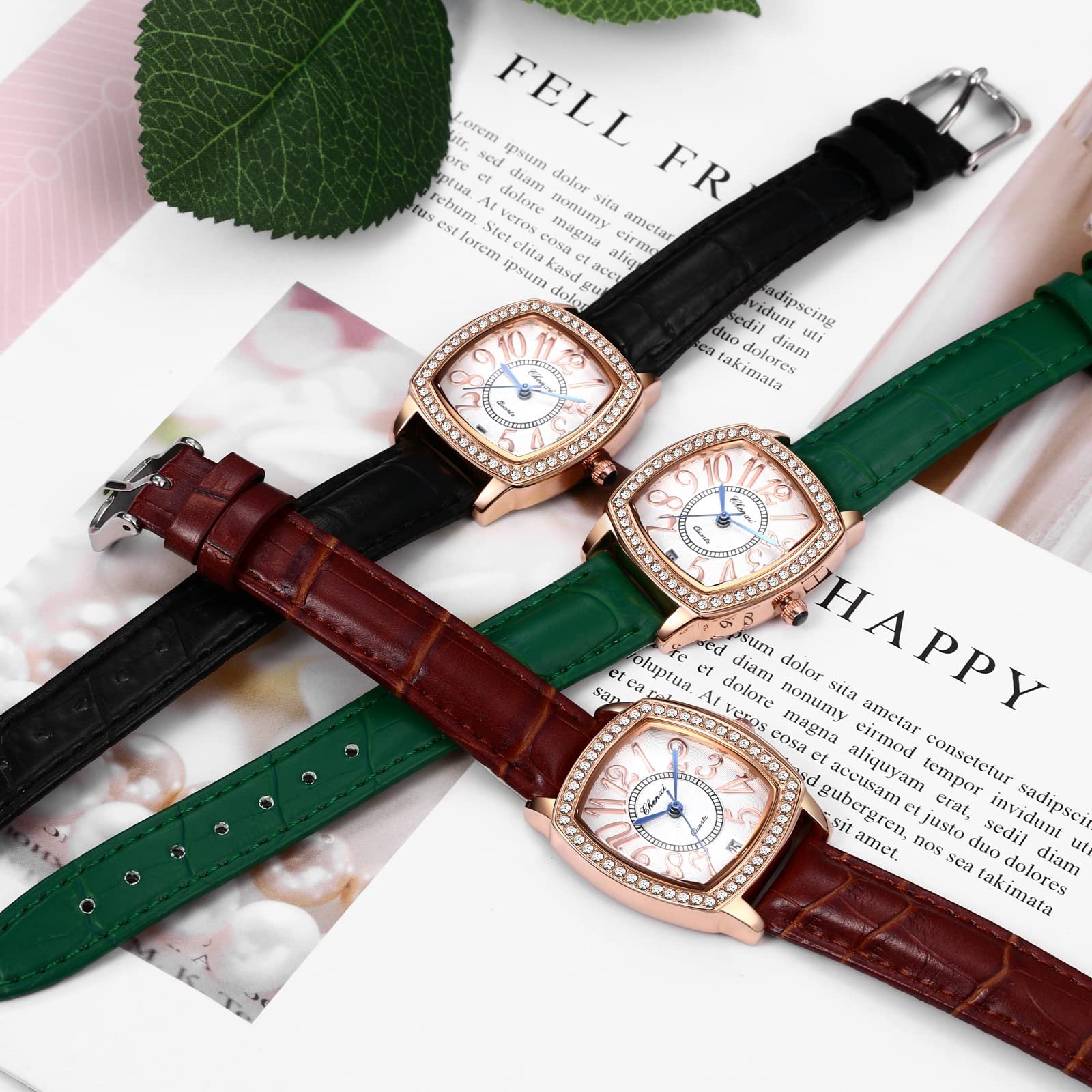 Жіночий Аналоговий Кварцовий Годинник JewelryWe Класичний Прямокутний/Круглий Календар дати Водонепроникний 30 м, фото №3