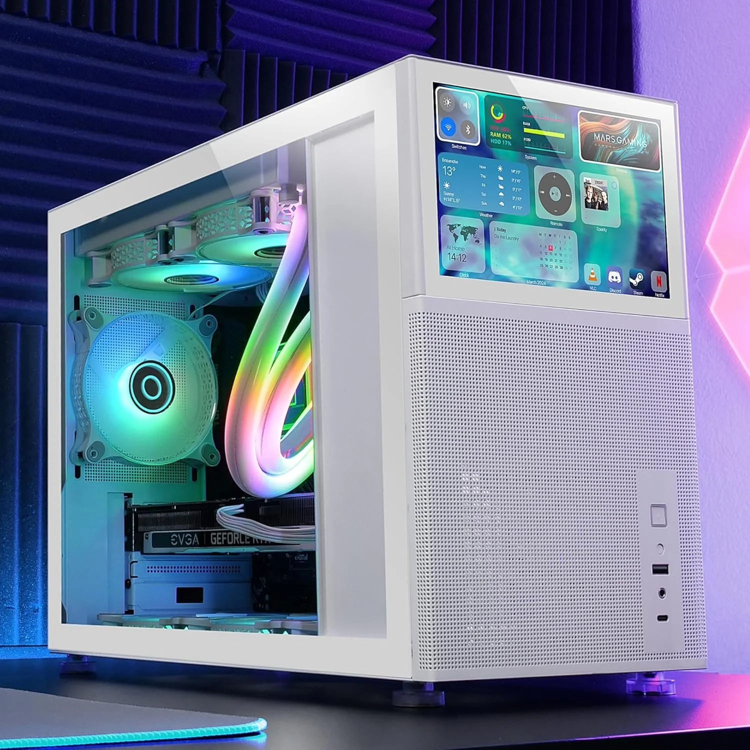 Корпус для ПК з LCD-дисплеєм 8'' Mars Gaming MC-LCD Білий, фото №3