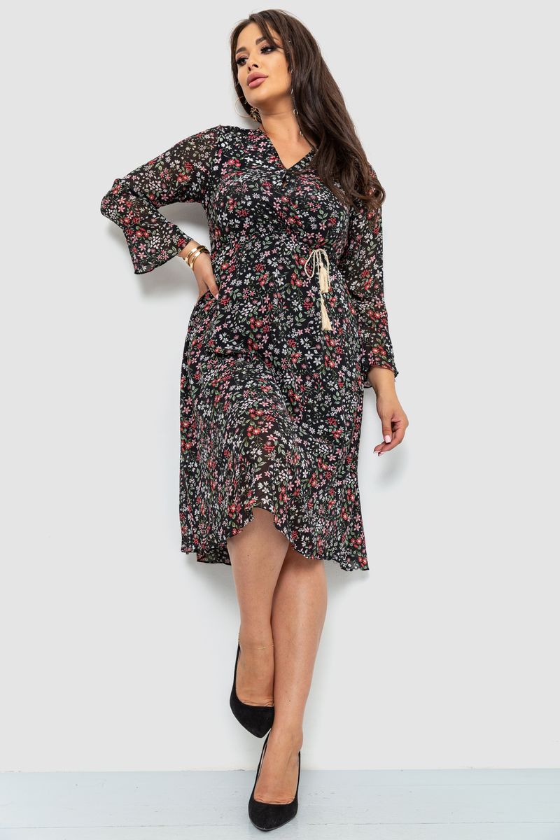 Платье шифоновое цвет черно-розовый 204R1876-1, фото №2