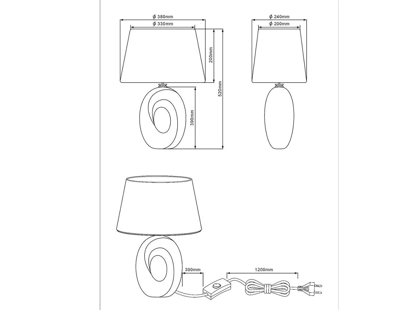 Настільна лампа meineWunschleuchte Велика з овальним тканинним плафоном 52 см Чорний/Золотий, фото №5