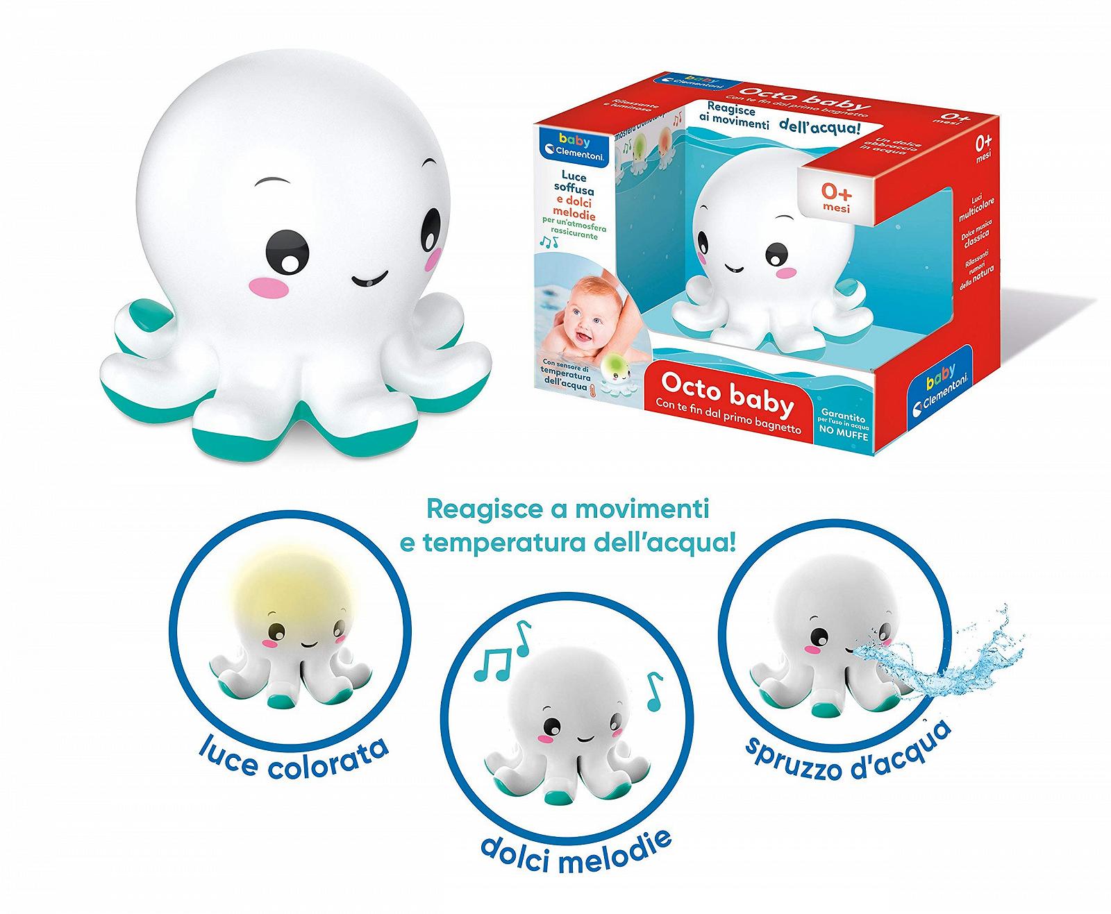 Іграшка для ванни Clementoni Baby Clementoni Baby Octopus з кольоровими та світловими ефектами та термометром, фото №7