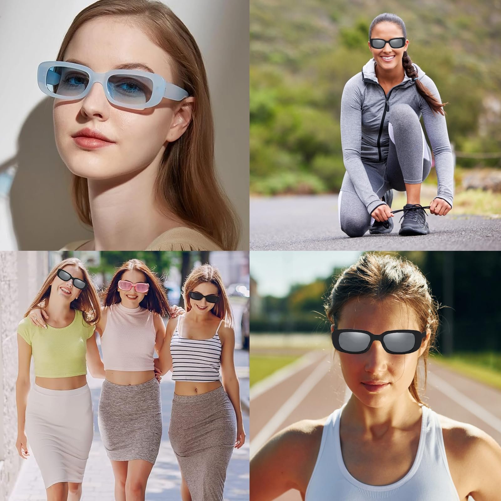 Сонцезахисні окуляри прямокутні вінтажні DHWEKU набір 4 шт, різнокольорові, фото №7