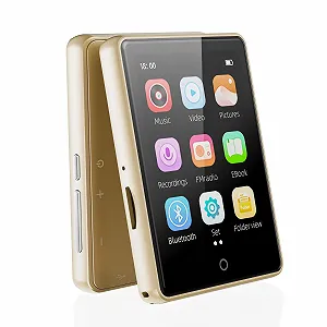 MP3 плеєр Bluetooth 5.3 з динаміком 64 ГБ, 2.8-дюймовий дисплей, Hi-Fi звук, FM-радіо, спортивний крокомір, підтримка карт пам'яті до 128 ГБ Золотий - Фото 1