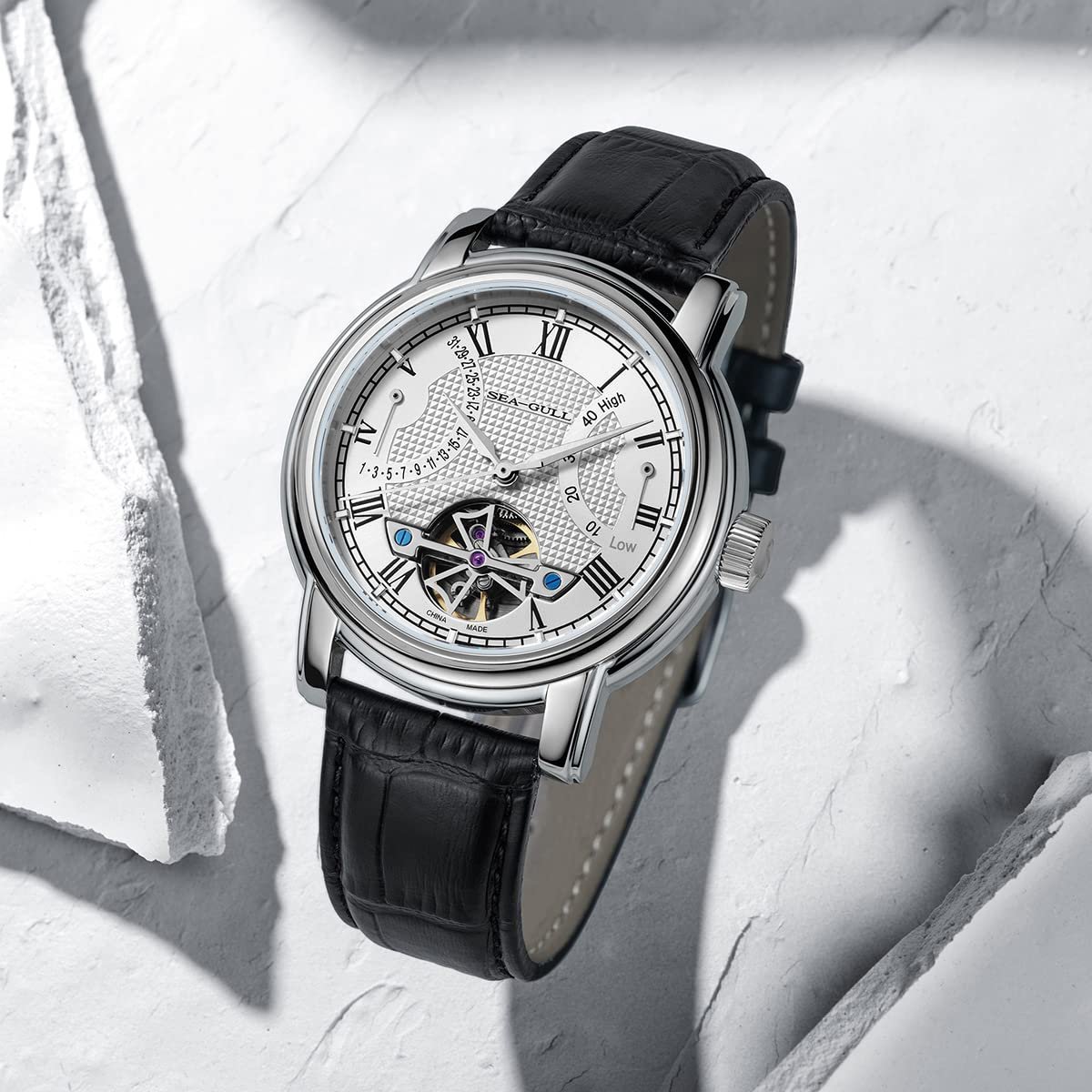SEA-GULL 2021 Чоловічий годинник Seagull Hollow Automatic Mechanical Watch Calendar Potential Multifunctional Flywheel Business Watches, фото №7