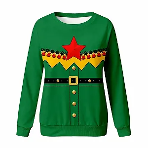Дитячий різдвяний світшот для дівчат, з довгими рукавами, з мультяшним принтом, з круглим вирізом synthetic.ua - Фото 1