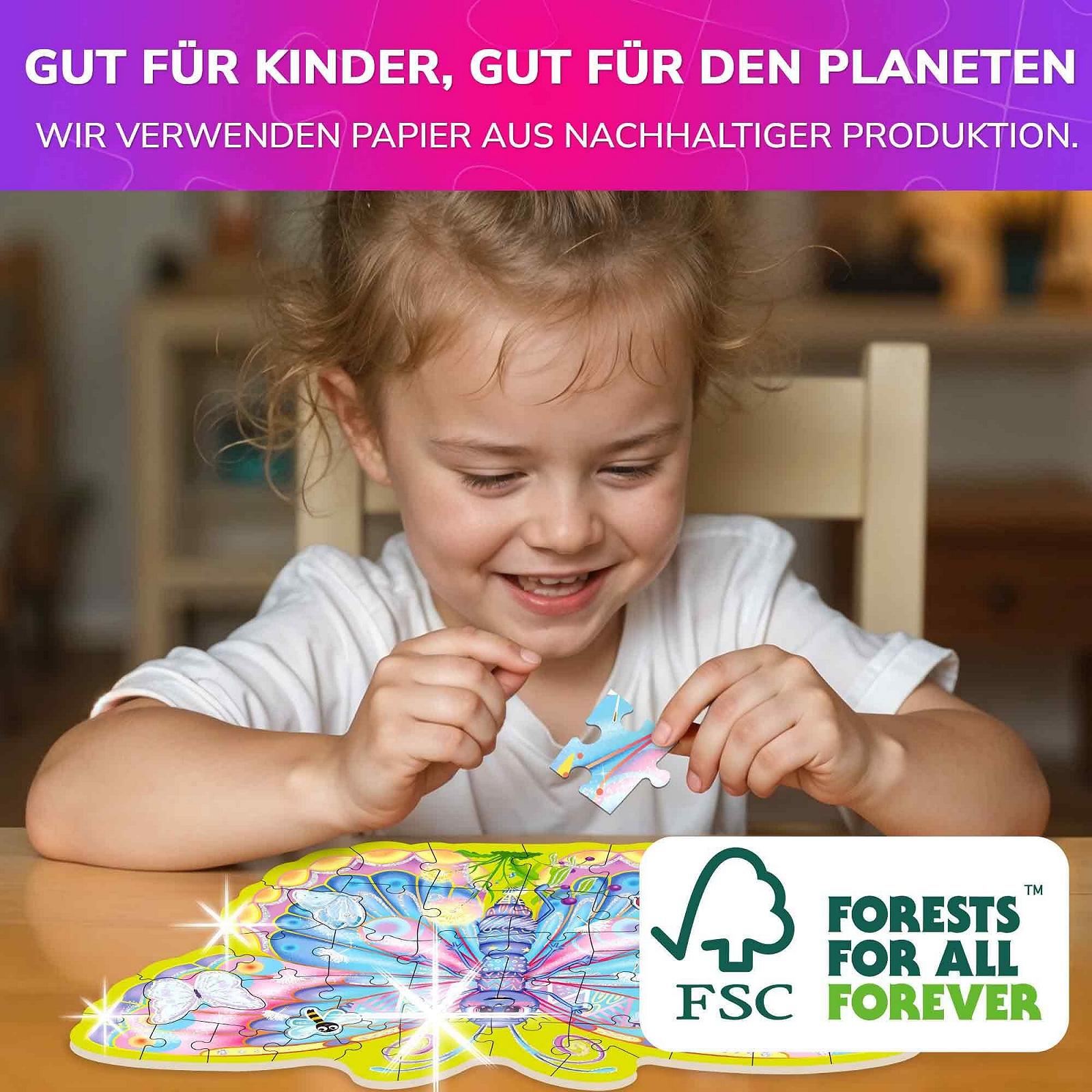 Пазл QUOKKA Shimmer Puzzle 4 шт по 48 см Unicorn Princess Mermaid Butterfly, фото №4 Пазл QUOKKA Shimmer Puzzle 4 шт по 48 см Unicorn Princess Mermaid Butterfly, фото №4