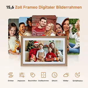 Цифровая фоторамка Rollei Smart Frame WiFi 152 15.6 дюйма Frameo 1920 x 1080 IPS Touchscreen 32 GB Wood Effect Oak synthetic.ua - Фото 1