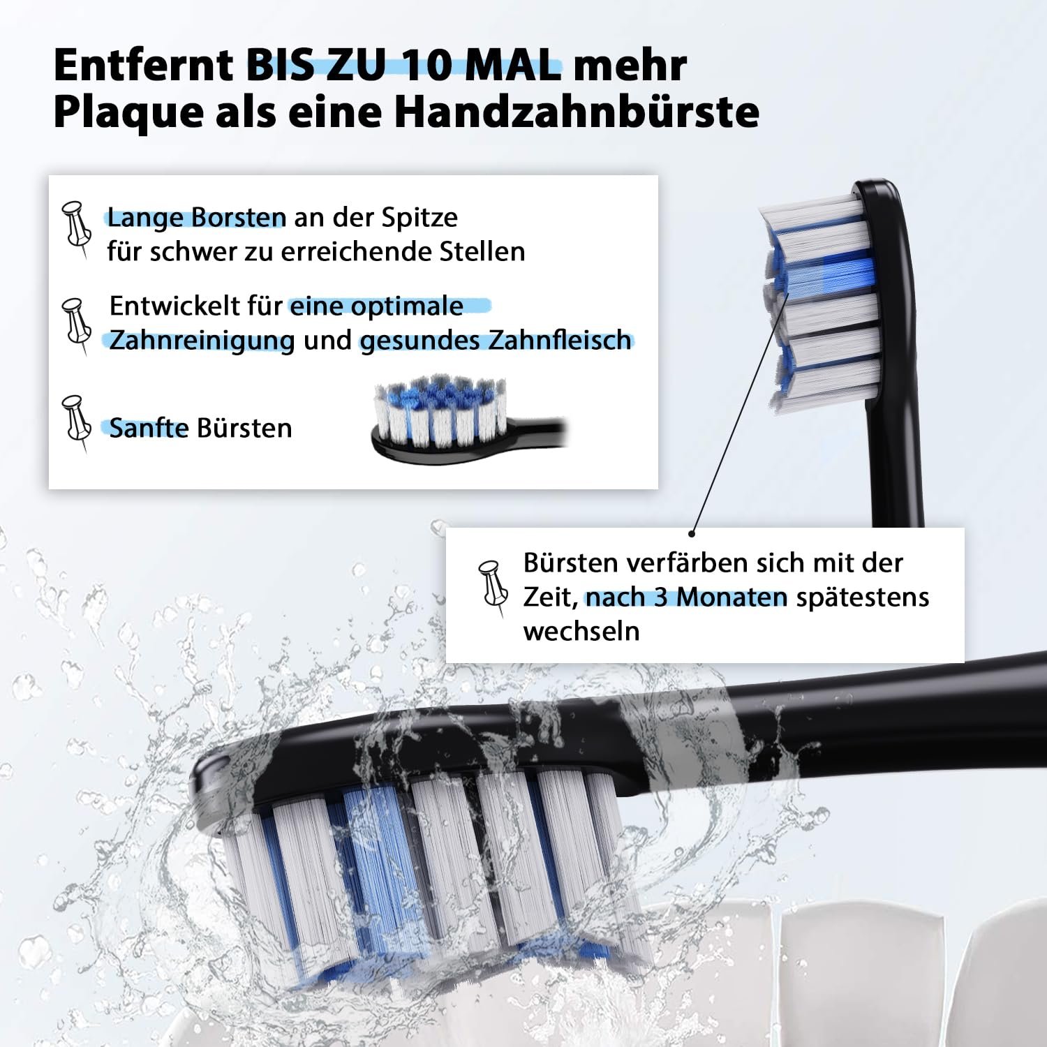 Електрична звукова зубна щітка Tristan Auron SmartOne 48 000 вібрацій 5 режимів USB-C Синя, фото №7