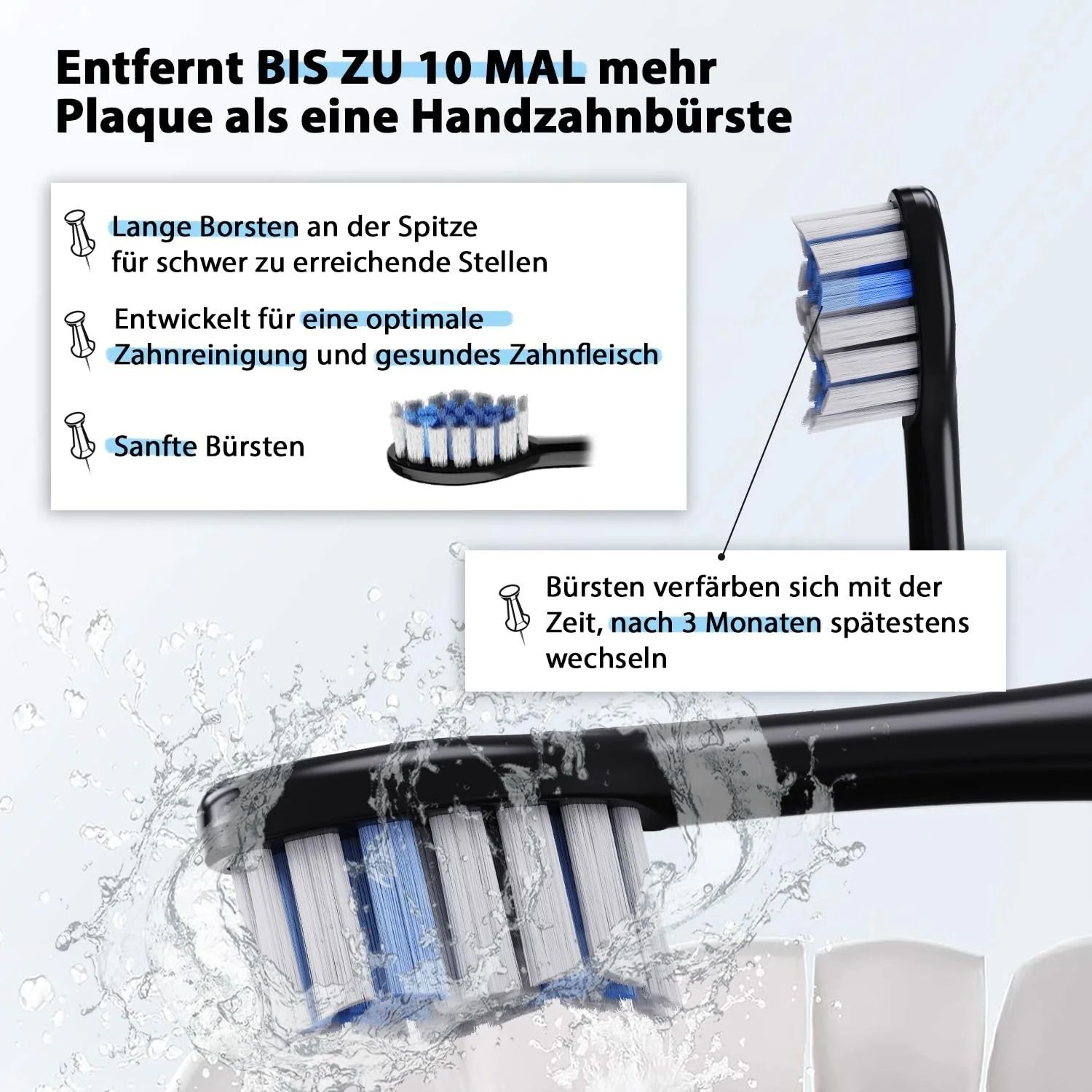 Электрическая звуковая зубная щетка Tristan Auron SmartOne 48 000 вибраций 5 режимов USB-C 6 насадок Синяя, фото №7