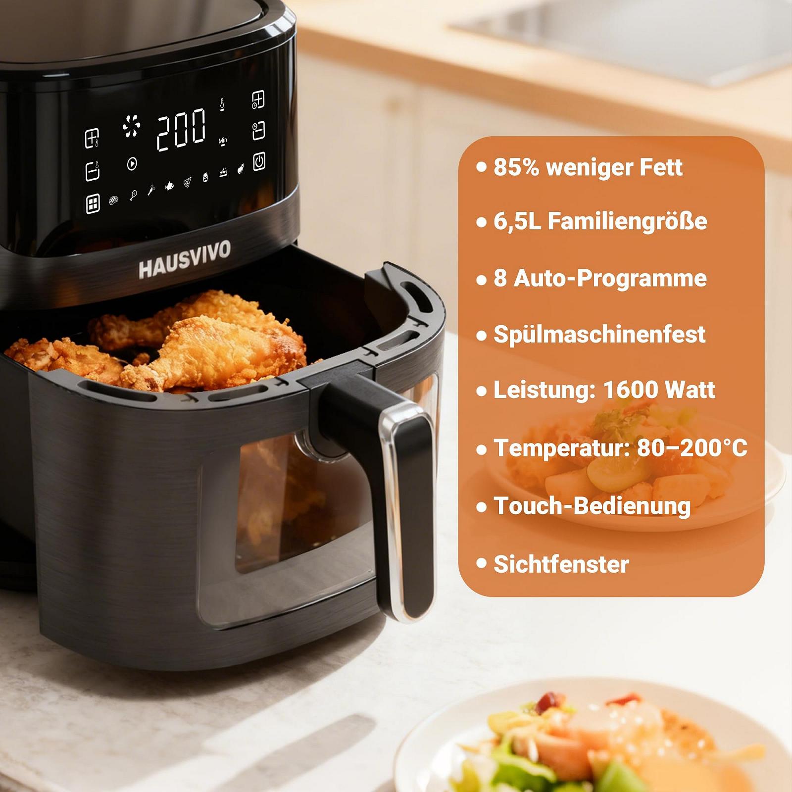 Мультипіч Airfryer XL 6.5 л 1600 Вт 8 програм з оглядовим вікном Чорний, фото №9 Мультипіч Airfryer XL 6.5 л 1600 Вт 8 програм з оглядовим вікном Чорний, фото №9