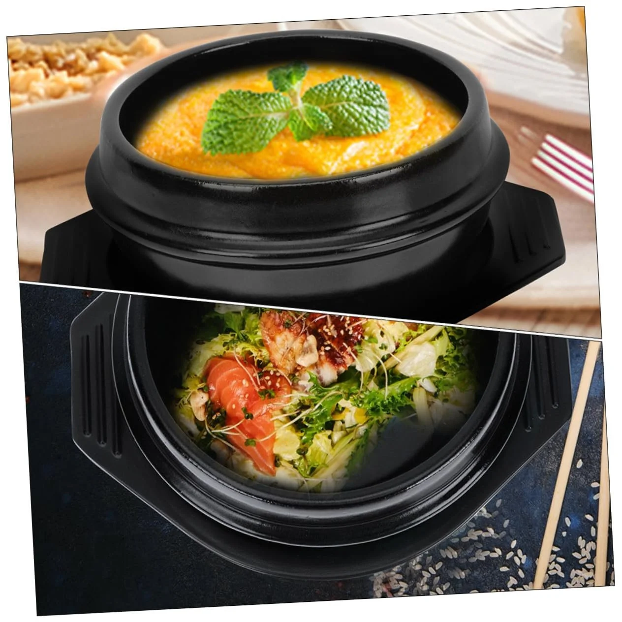 Керамическая кастрюля Термостойкая с подносом, фото №7