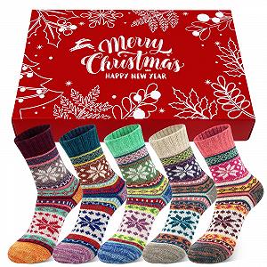 Носки Термоноски из толстой мериносовой шерсти Женские теплые носки Женские Рождественские Зимние Носки для походов на открытом воздухе 36-42 - Фото 1