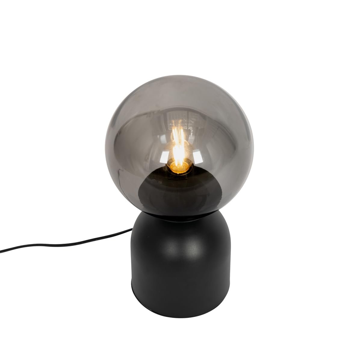 Настільна лампа Qazqa Hotel Chic Pallon Trend I Сферична Сталева куля LED E27 Чорна з димчастим склом, фото №5