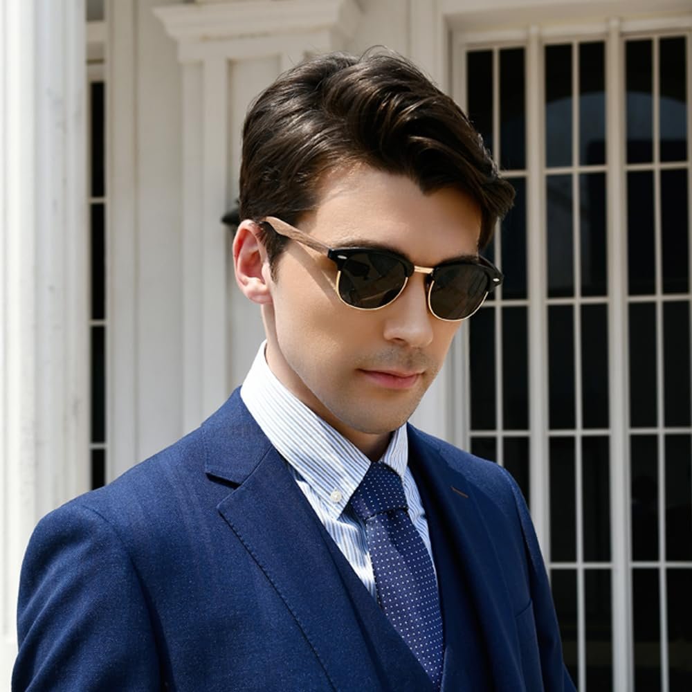 Сонцезахисні окуляри KINGSEVEN N5516 Дерев'яні напів-оправні поляризовані  Унісекс, фото №3