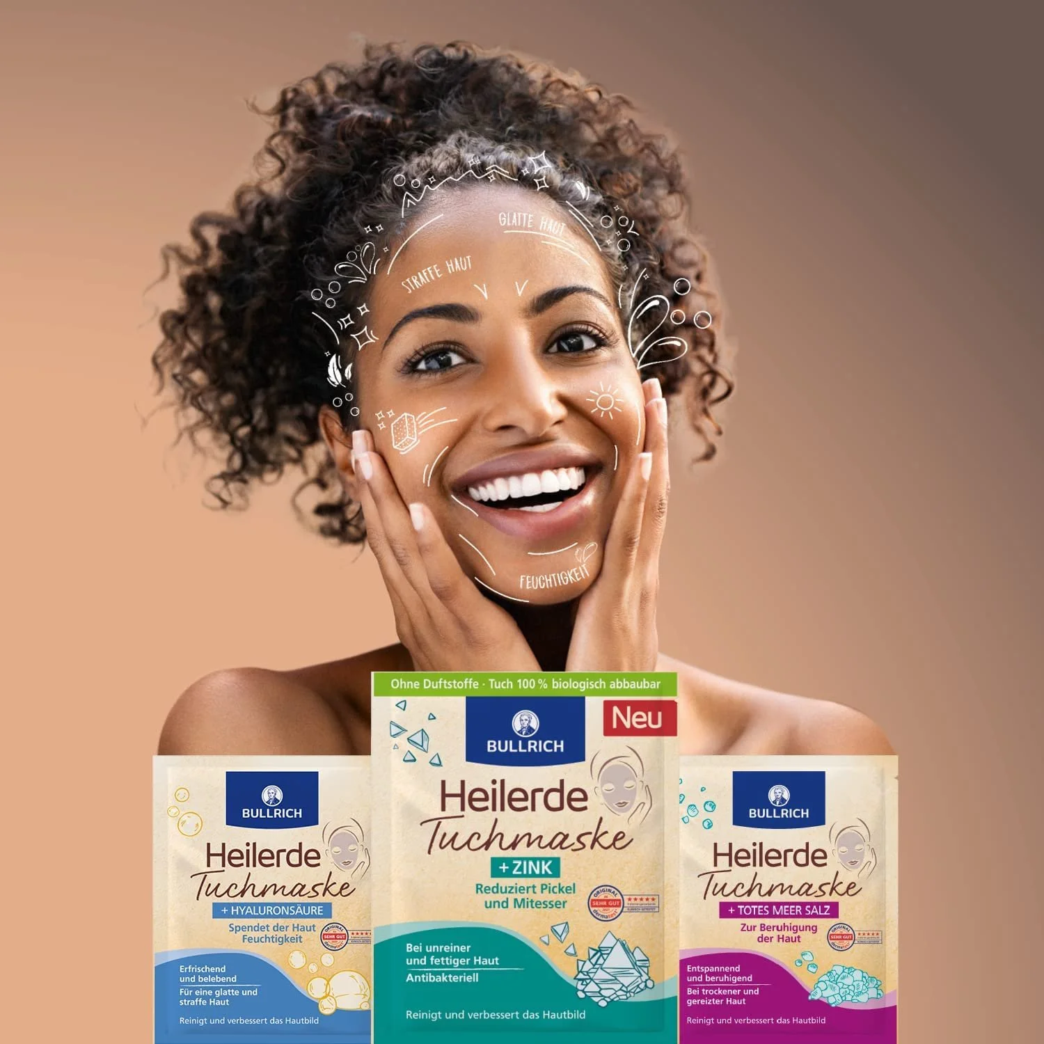 Тканинна маска для обличчя Bullrich Healing Earth + Zinc | Зменшує прищі та чорні цятки | Веганська | 1 шт, фото №4