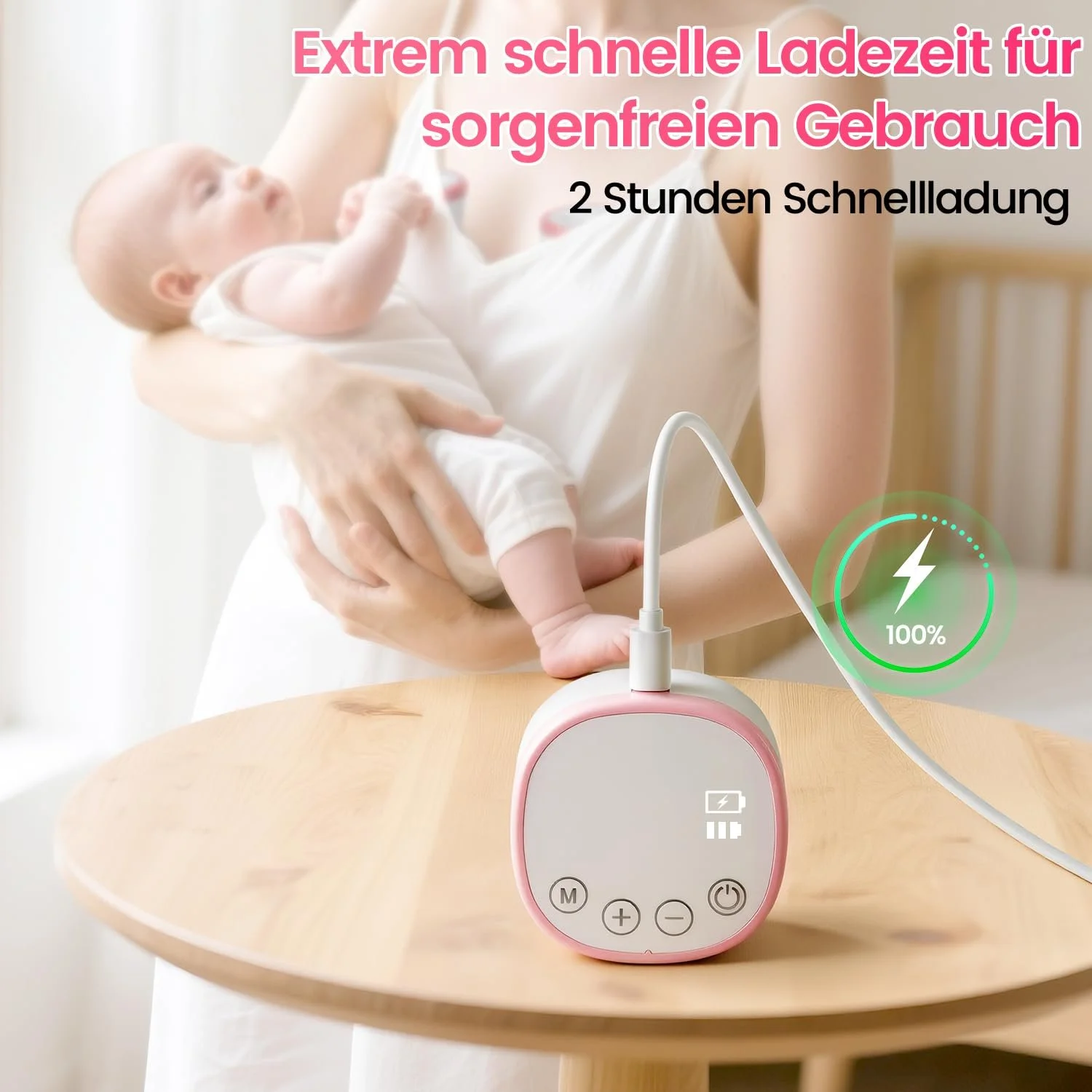 Молокоотсос электрический Hands-Free, BPA Free, портативный, 5 режимов, 15 уровней, низкий уровень шума, 1 шт, розовый, фото №4 Молокоотсос электрический Hands-Free, BPA Free, портативный, 5 режимов, 15 уровней, низкий уровень шума, 1 шт, розовый, фото №4