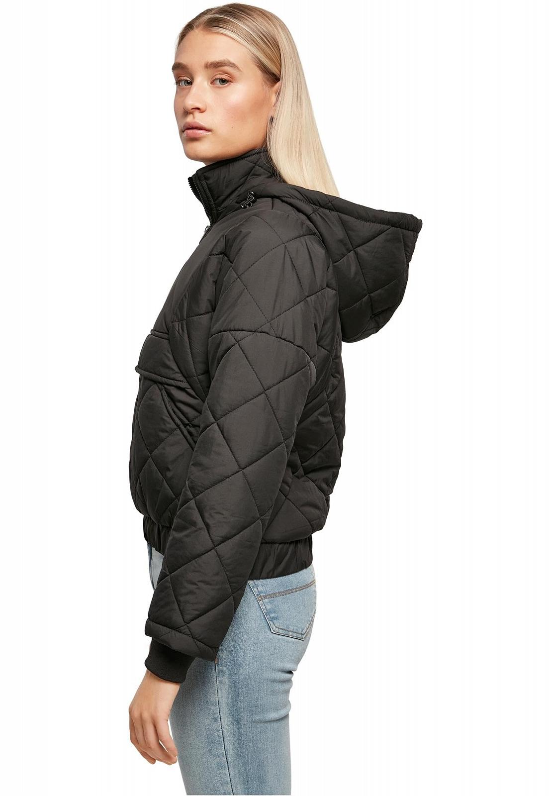 Ветровка Urban Classics Женская Зимняя Куртка на Молнии Капюшон Отделка Клетчатый стеганый узор, фото №3 Ветровка Urban Classics Женская Зимняя Куртка на Молнии Капюшон Отделка Клетчатый стеганый узор, фото №3