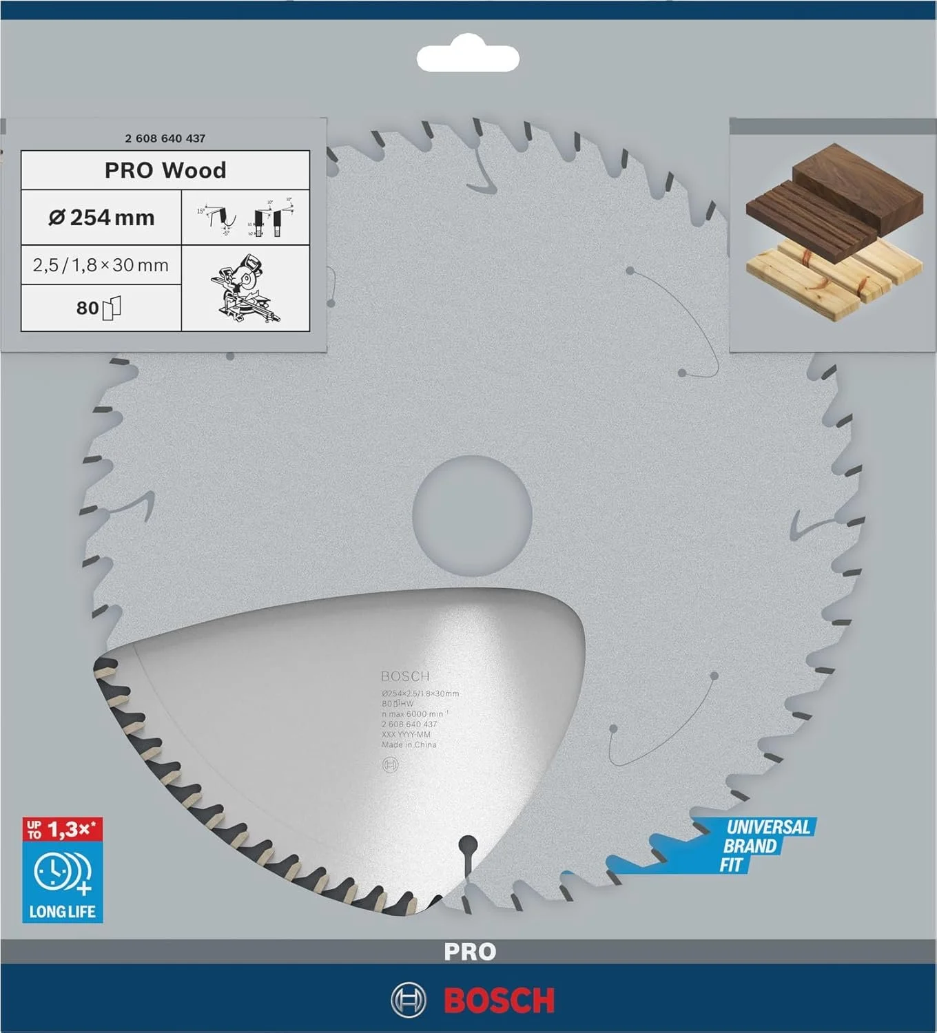 Диск пиляльний Bosch OPWOB / 254 x 2.5 x 30 мм / 80 зубців / (2608640437) Сірий, фото №2