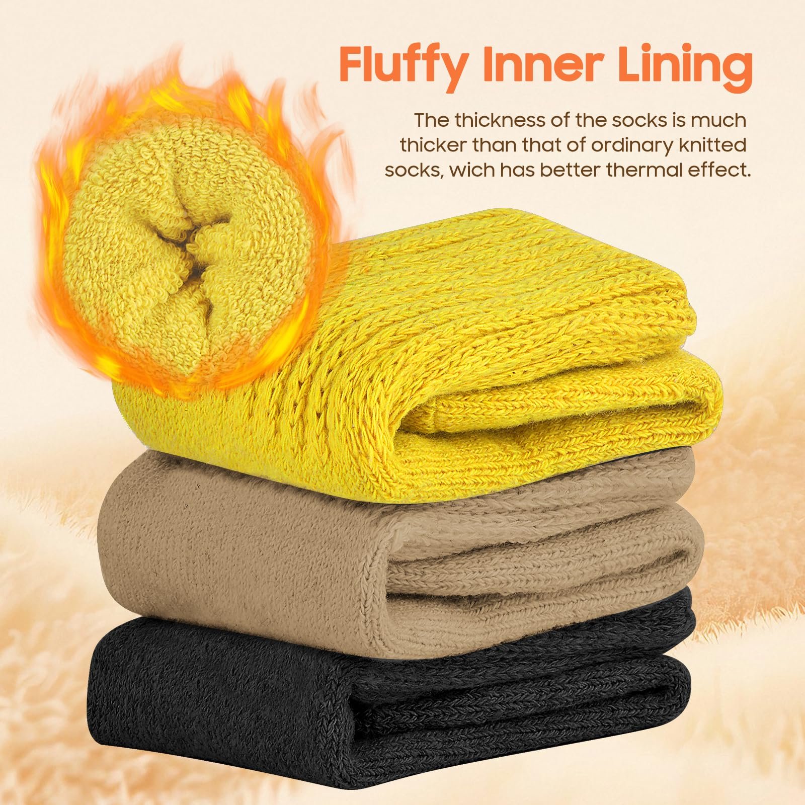 Термоноски Женские 3 пары - Зимние Теплые Носки для походов Плотные Рабочие Носки Стопперы для походов Дома Отдыха EU 35-42, фото №3