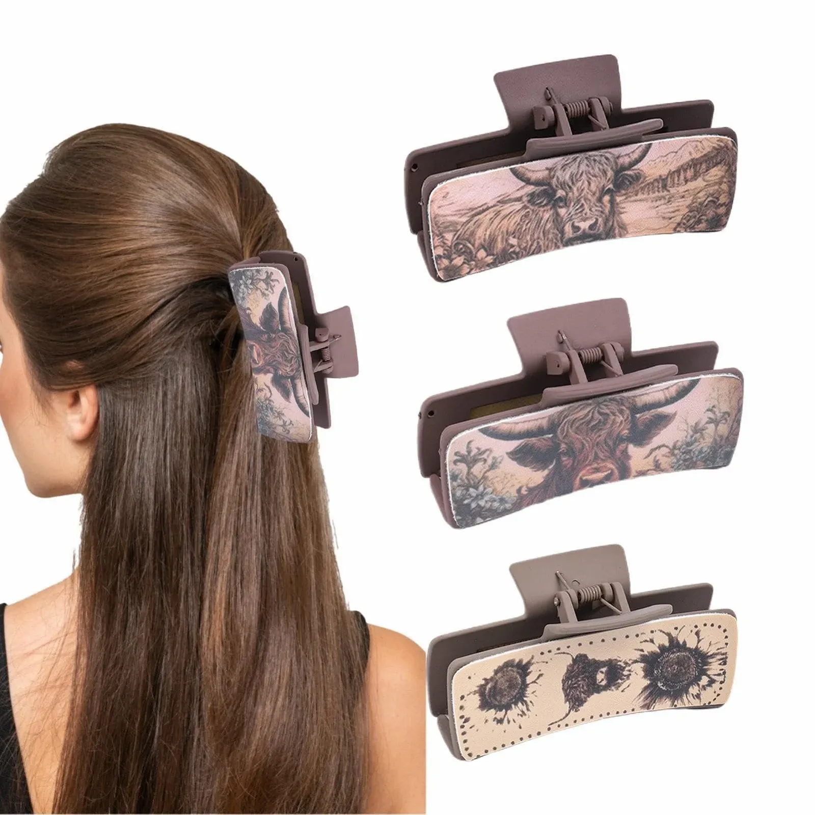 Заколка для волос Кожаная Western Klauenclips 3 шт, фото №9 Заколка для волос Кожаная Western Klauenclips 3 шт, фото №9