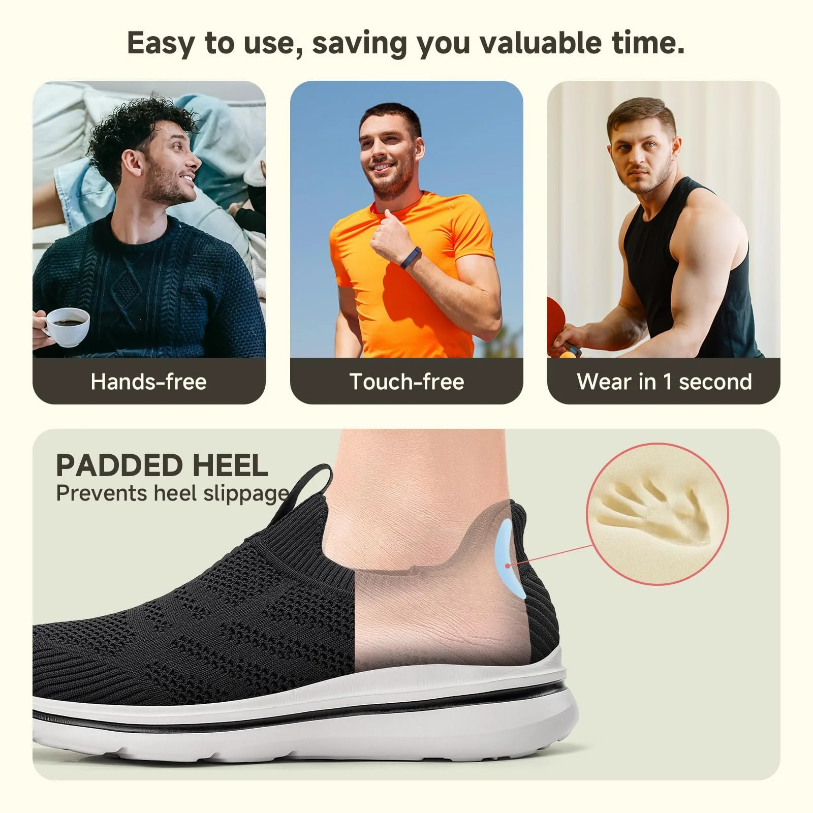 Кросівки ODCKOI Без шнурків Легкі Дихаючі Зручні Сітчасті Повсякденні Спортивні, фото №3