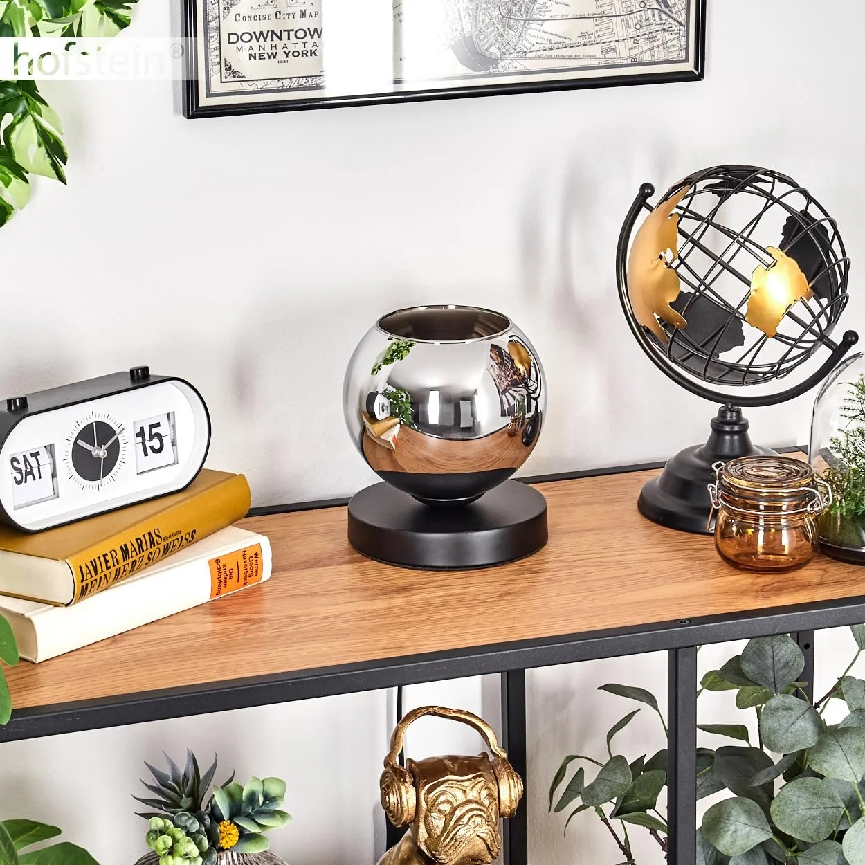 Настільна лампа Koyoto Метал/Скло 15 см 1 x E27 Чорний/Хром, фото №3