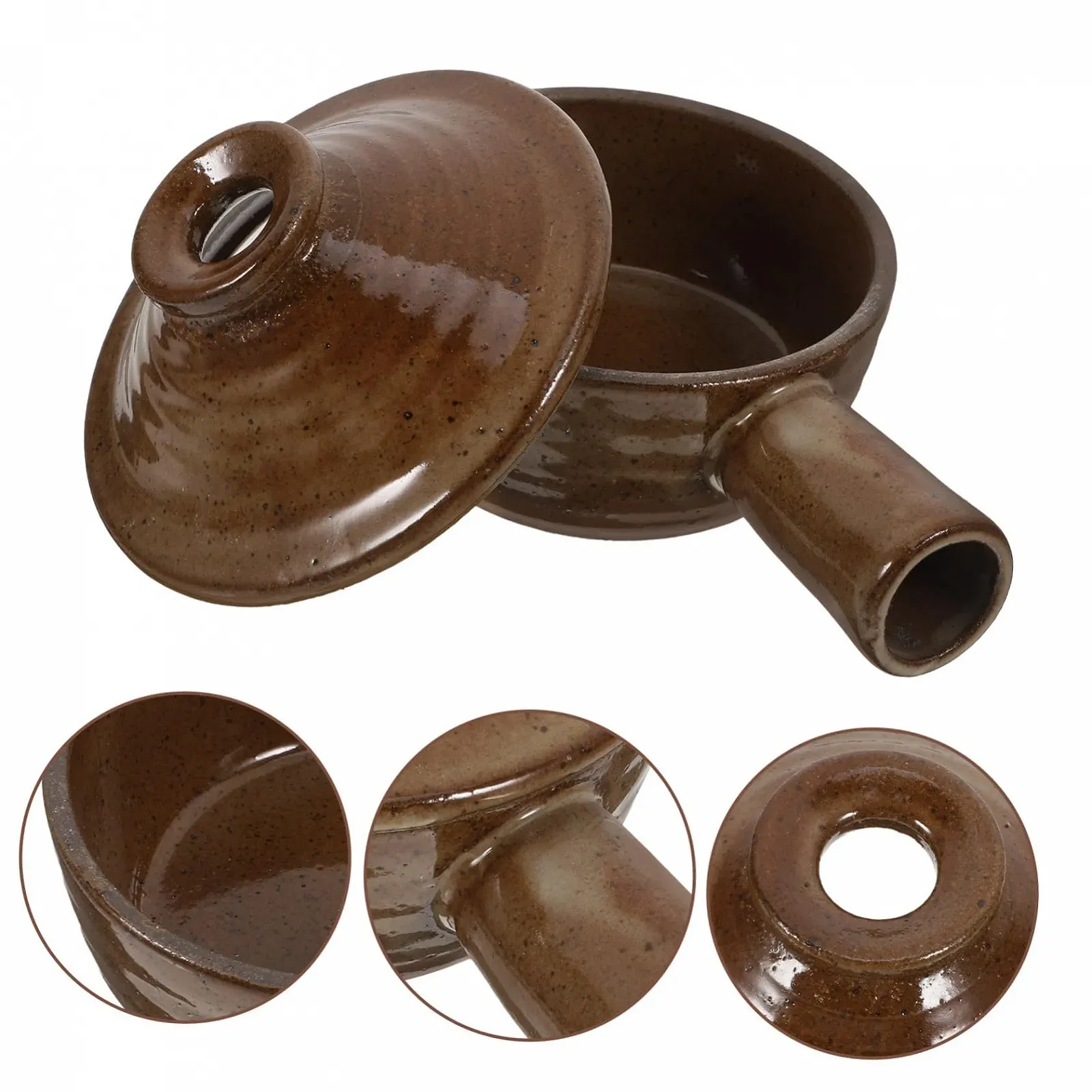 Ківш з кришкою термостійкий скляний з однією ручкою для мікрохвильової печі, фото №7