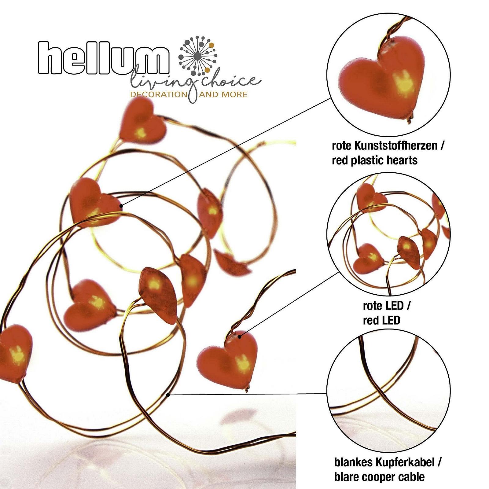 Світлодіодна Гірлянда Hellum Сердечка 1.05 м Червоний (2 x AA) (2 шт. в упаковці), фото №3
