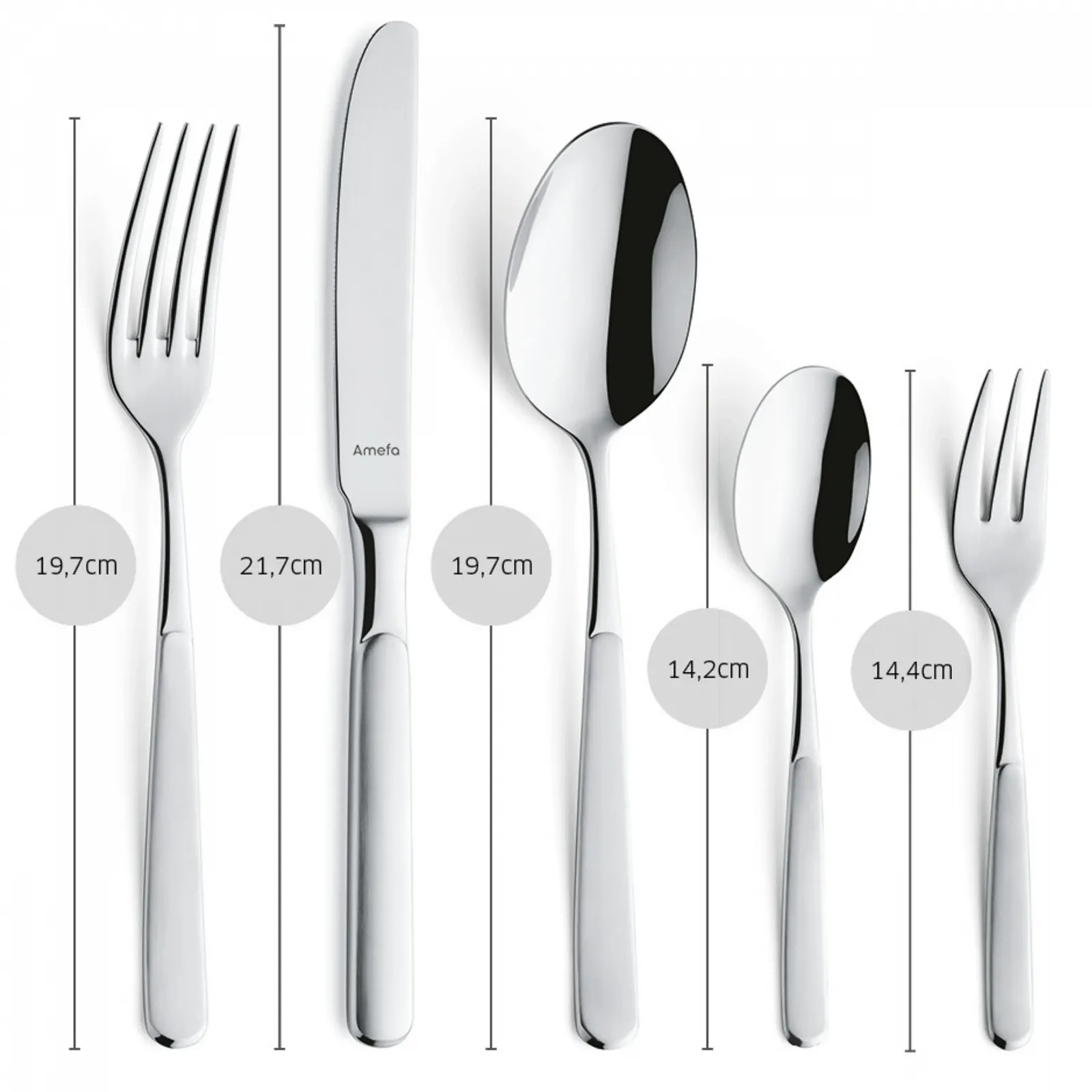Набір столових приборів Amefa SATINA 30 предметів (6 персон) Нержавіюча сталь, фото №5 Набір столових приборів Amefa SATINA 30 предметів (6 персон) Нержавіюча сталь, фото №5