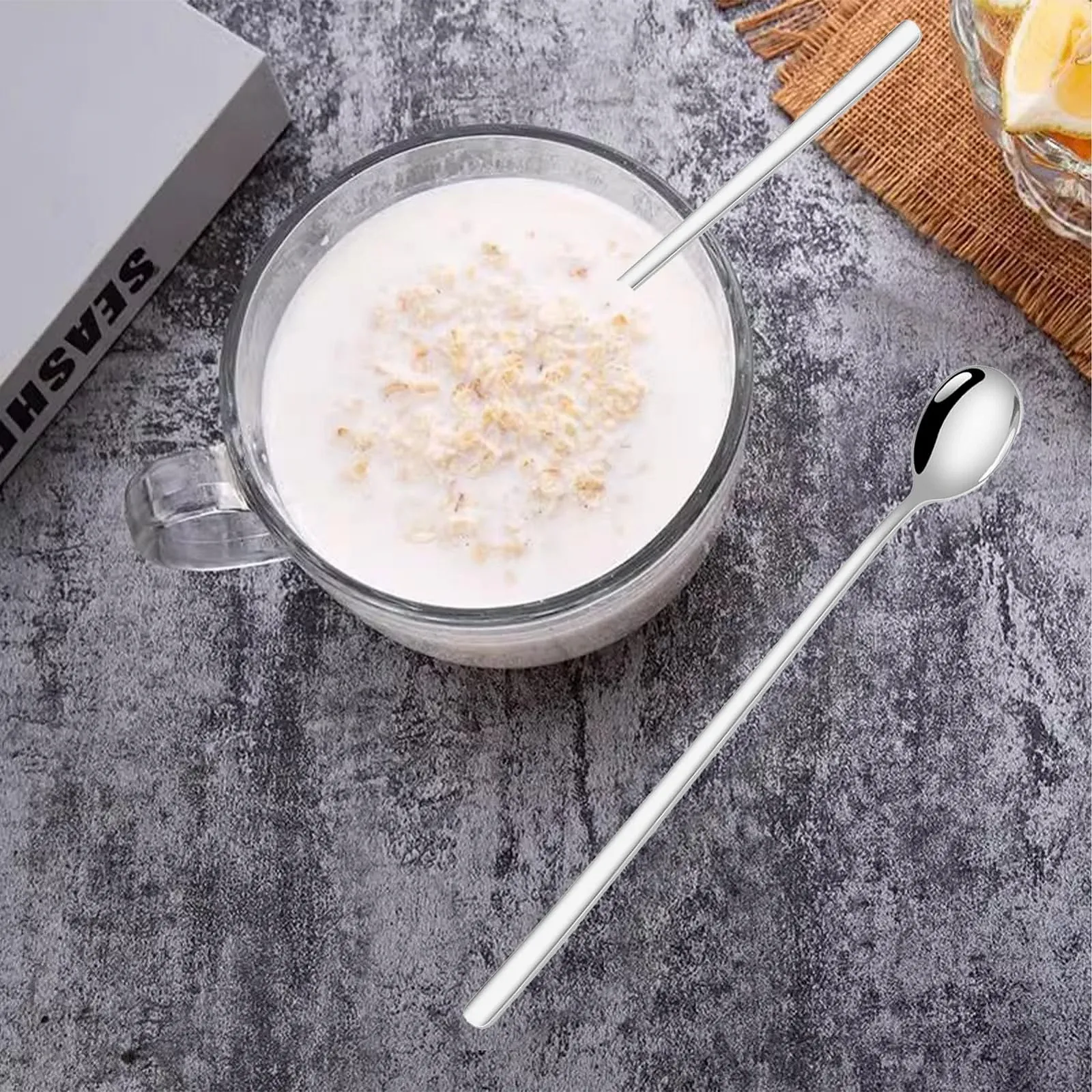 Ложка для лате макіато з нержавіючої сталі, довга, 23.5 см, набір 2 шт., фото №4 Ложка для лате макіато з нержавіючої сталі, довга, 23.5 см, набір 2 шт., фото №4