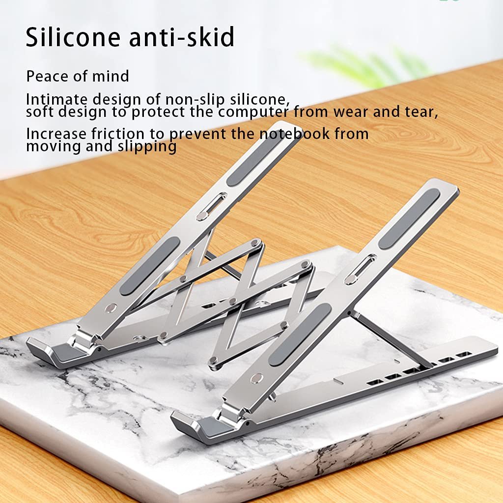 Підставка для ноутбука Алюмінієвий сплав складаний тримач для планшета охолоджуюча регулювання для 10-17 3-дюймів, фото №3 Підставка для ноутбука Алюмінієвий сплав складаний тримач для планшета охолоджуюча регулювання для 10-17 3-дюймів, фото №3