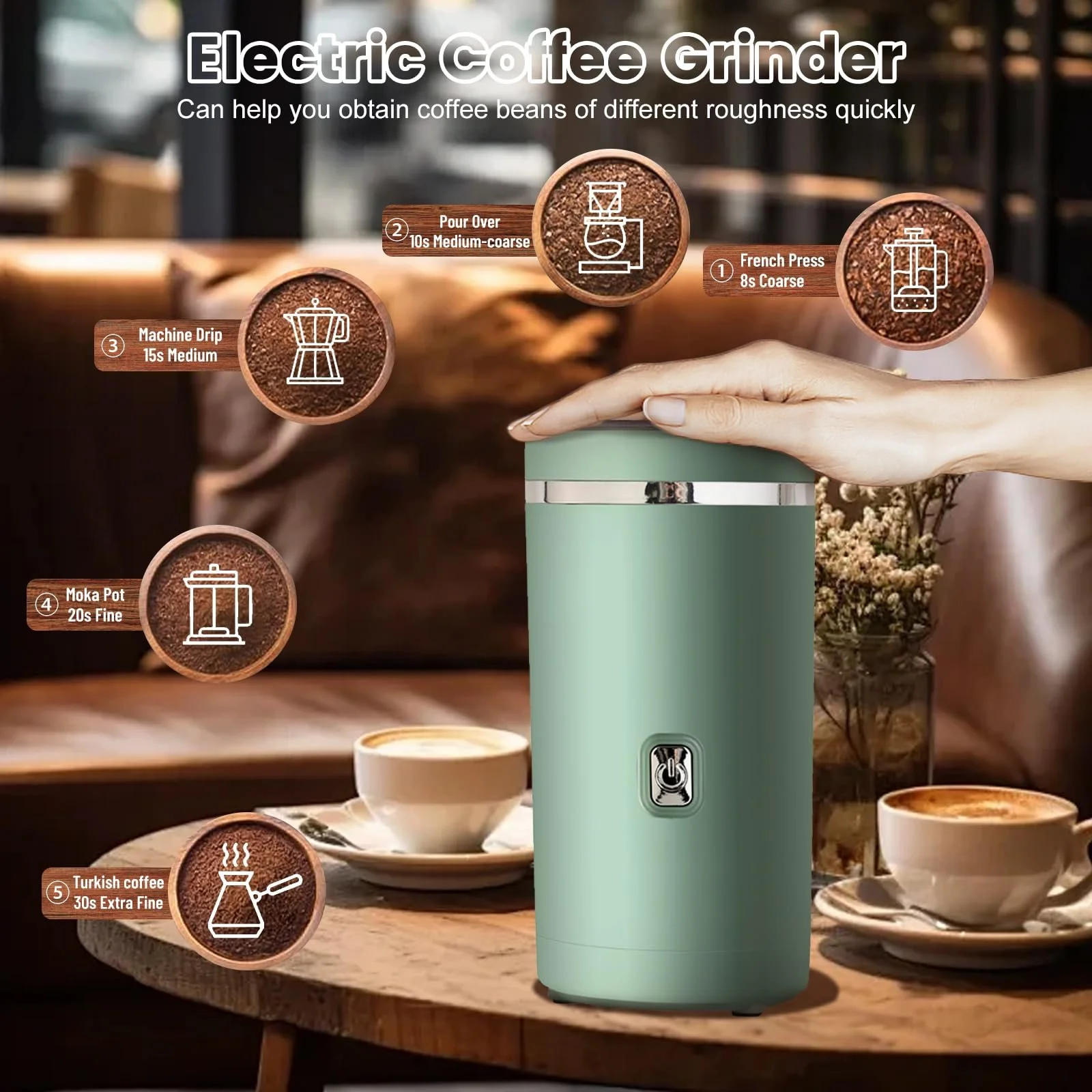 Электрическая Кофемолка, Измельчитель Специй Лезвия из нержавеющей стали 304, фото №7 Электрическая Кофемолка, Измельчитель Специй Лезвия из нержавеющей стали 304, фото №7