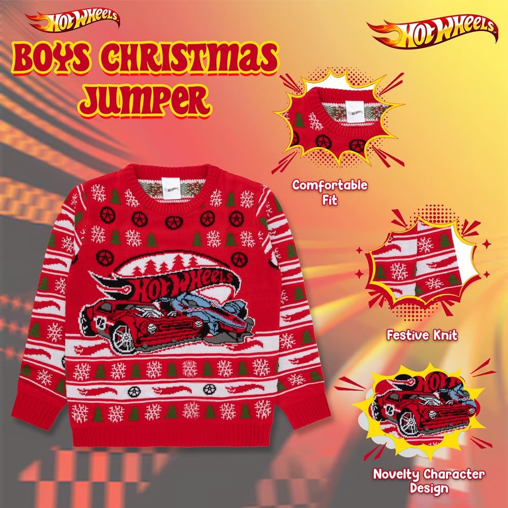 Джемпер Hot Wheels Різдвяний для хлопчиків, В'язаний акриловий джемпер, фото №2