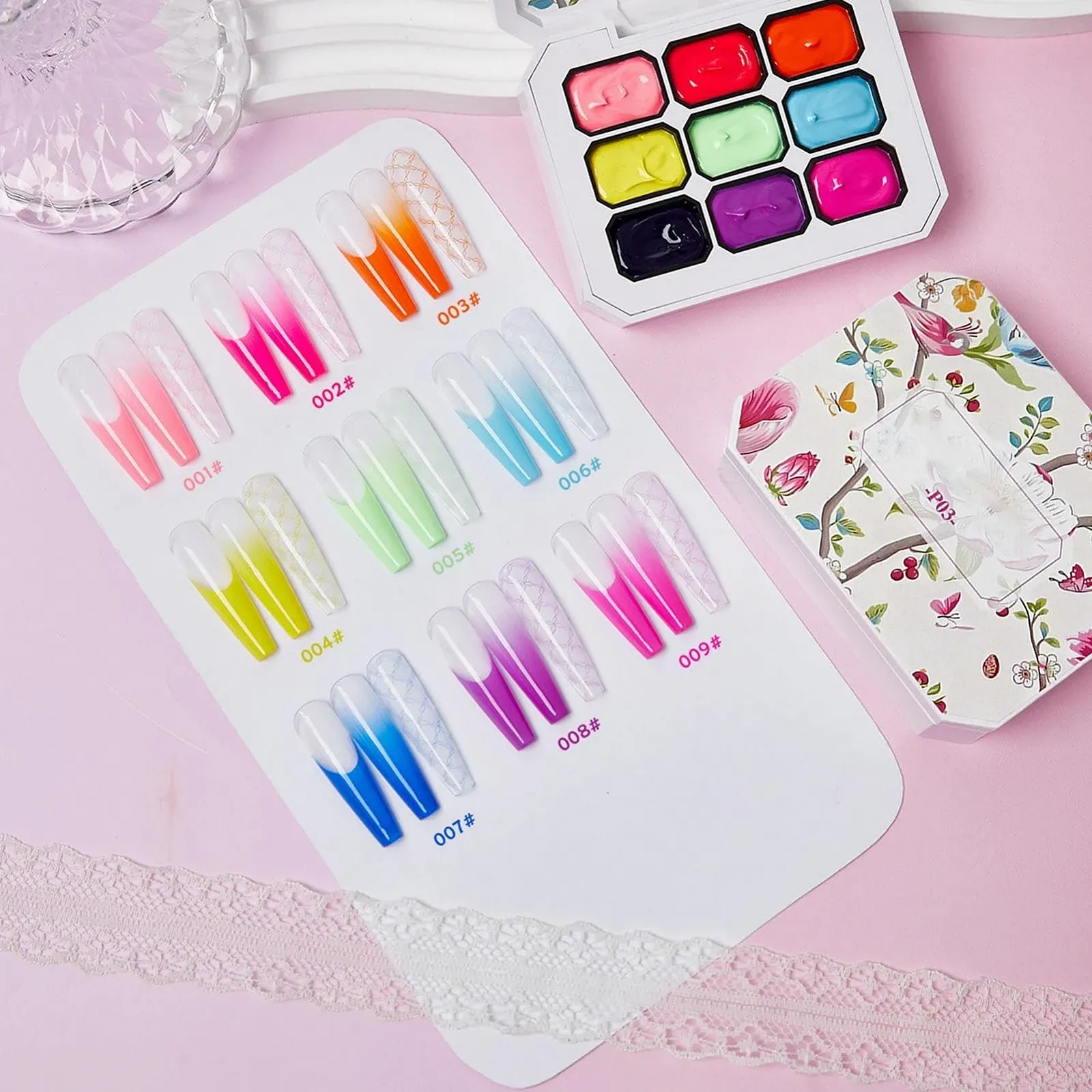 Гель Klopf Mihauuke для дизайна ногтей с градиентом, набор из 9 цветов для творческого маникюра, фото №8 Гель Klopf Mihauuke для дизайна ногтей с градиентом, набор из 9 цветов для творческого маникюра, фото №8