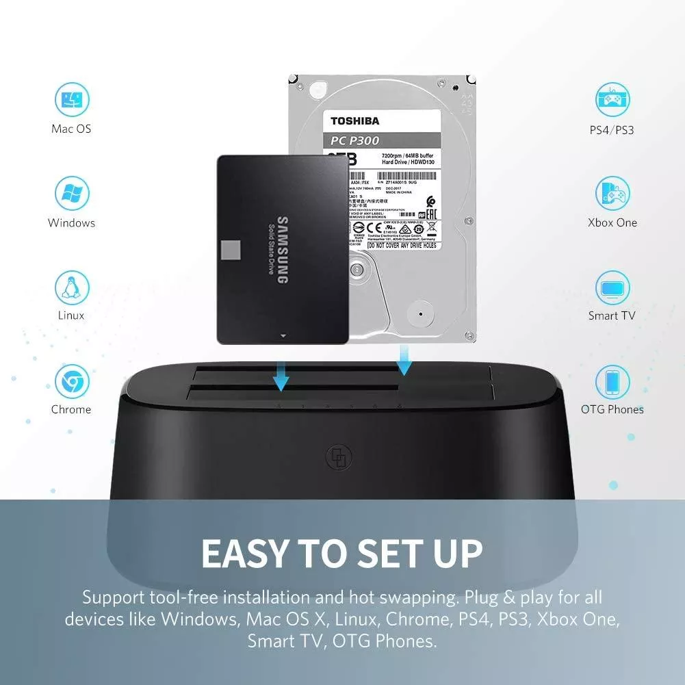 Универсальная двойная док-станция Ugreen CM198 для SATA 2.5 "/3.5" SSD HDD до 24 ТБ 2 x 12, фото №8