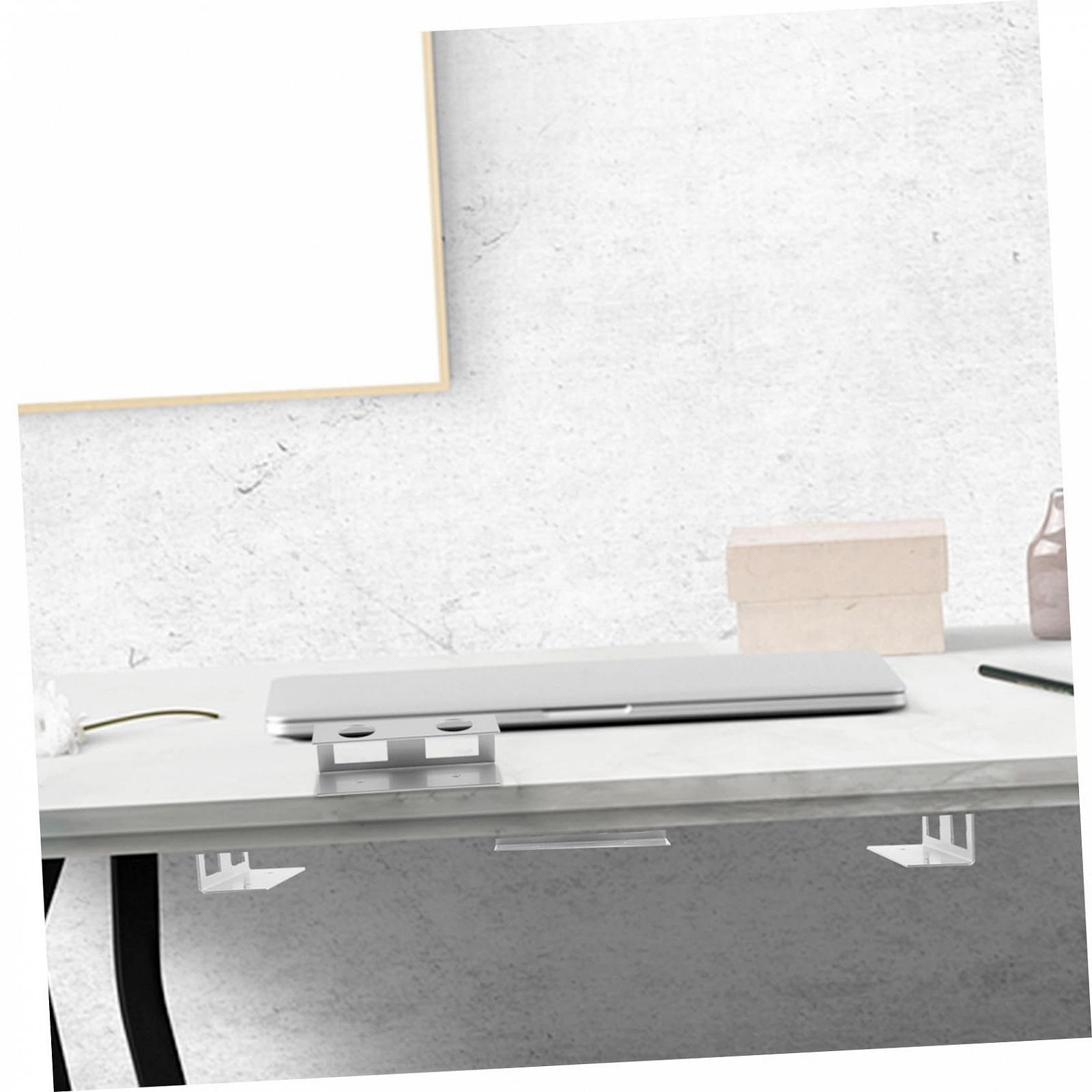 Подставка для ноутбука Tofficu алюминиевая для установки под стол Металлический держатель для клавиатуры Серебристый, фото №3