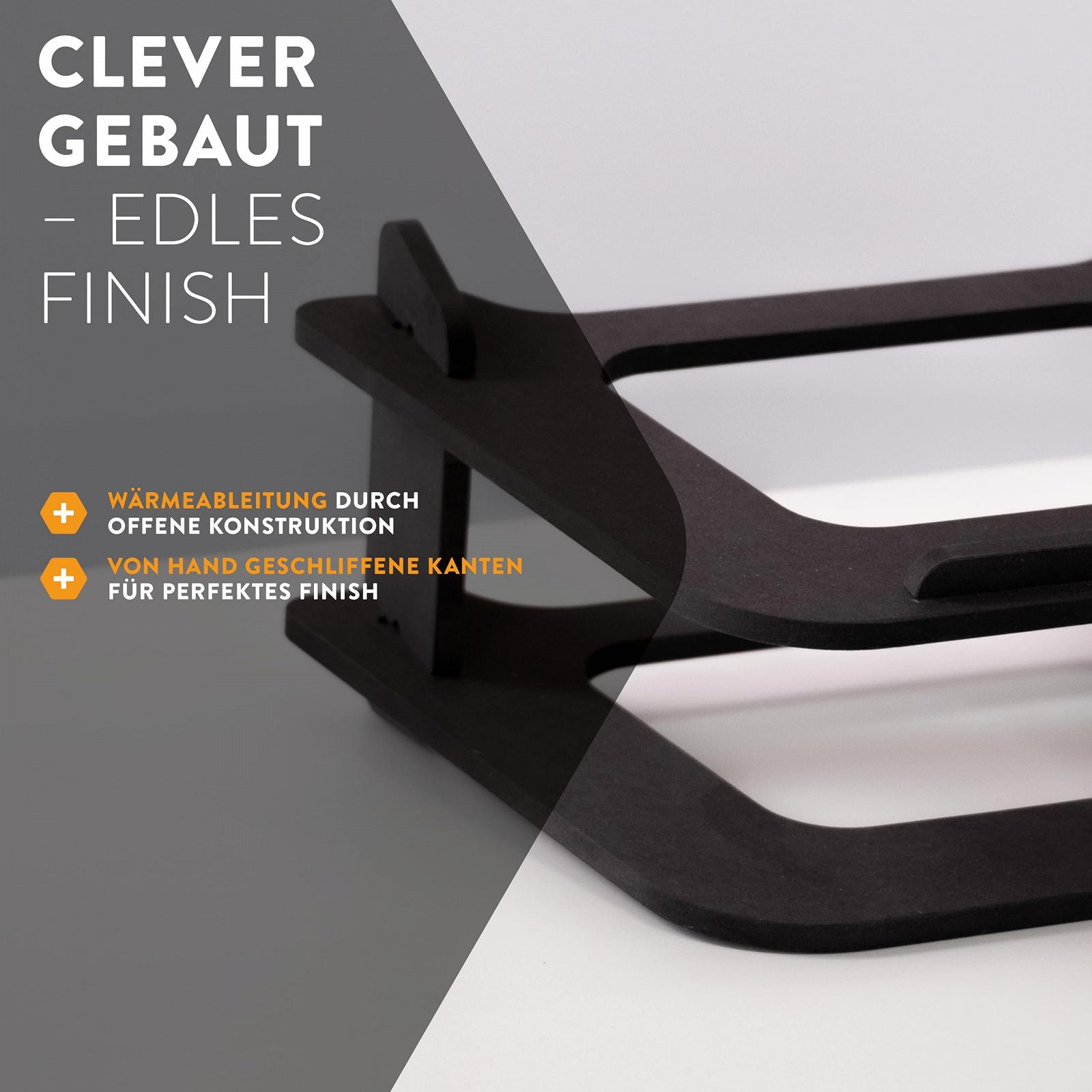 Подставка для ноутбука Wood Hydesk boho office Multistand - приподнятая для ноутбука/MacBook, подставка для стола или кровати, подставка для планшета, портативная, быстрая сборка, черная, фото №6