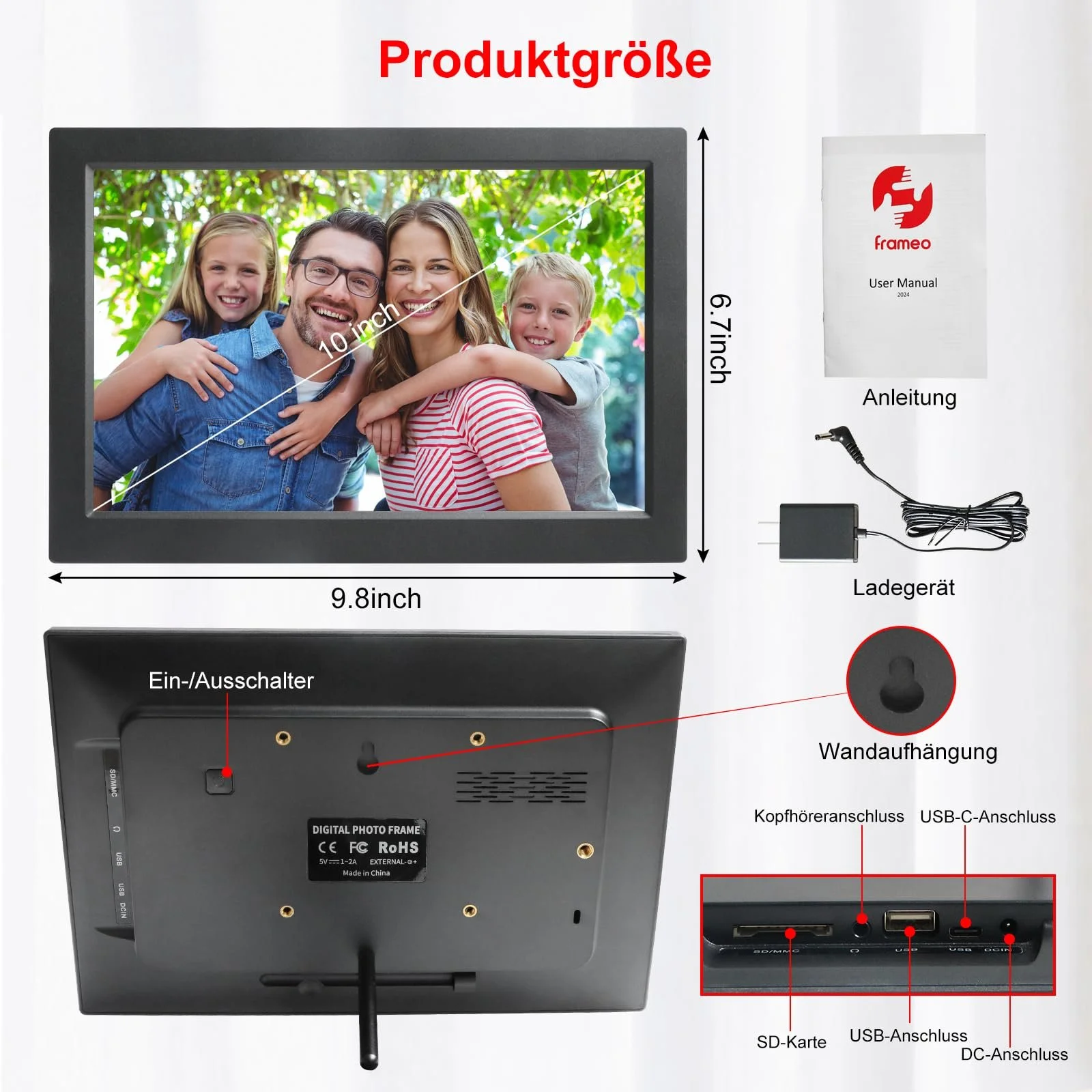 Цифровая фоторамка FRAMEO 10.1 дюйма WiFi 1280 x 800 HD IPS LCD Touchscreen 16 GB, фото №7