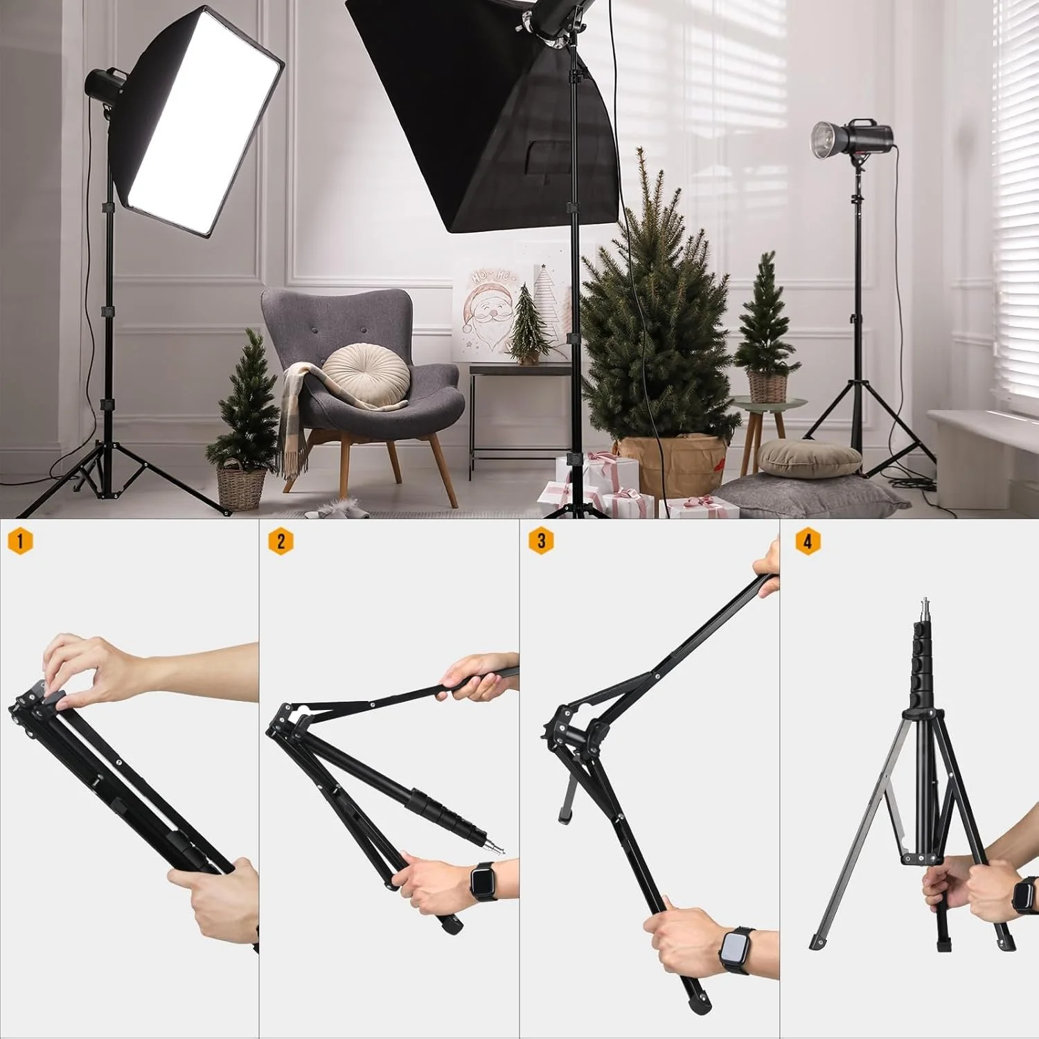 Штатив для студійного освітлення TARION FLS-20 Чорний, фото №5 Штатив для студійного освітлення TARION FLS-20 Чорний, фото №5