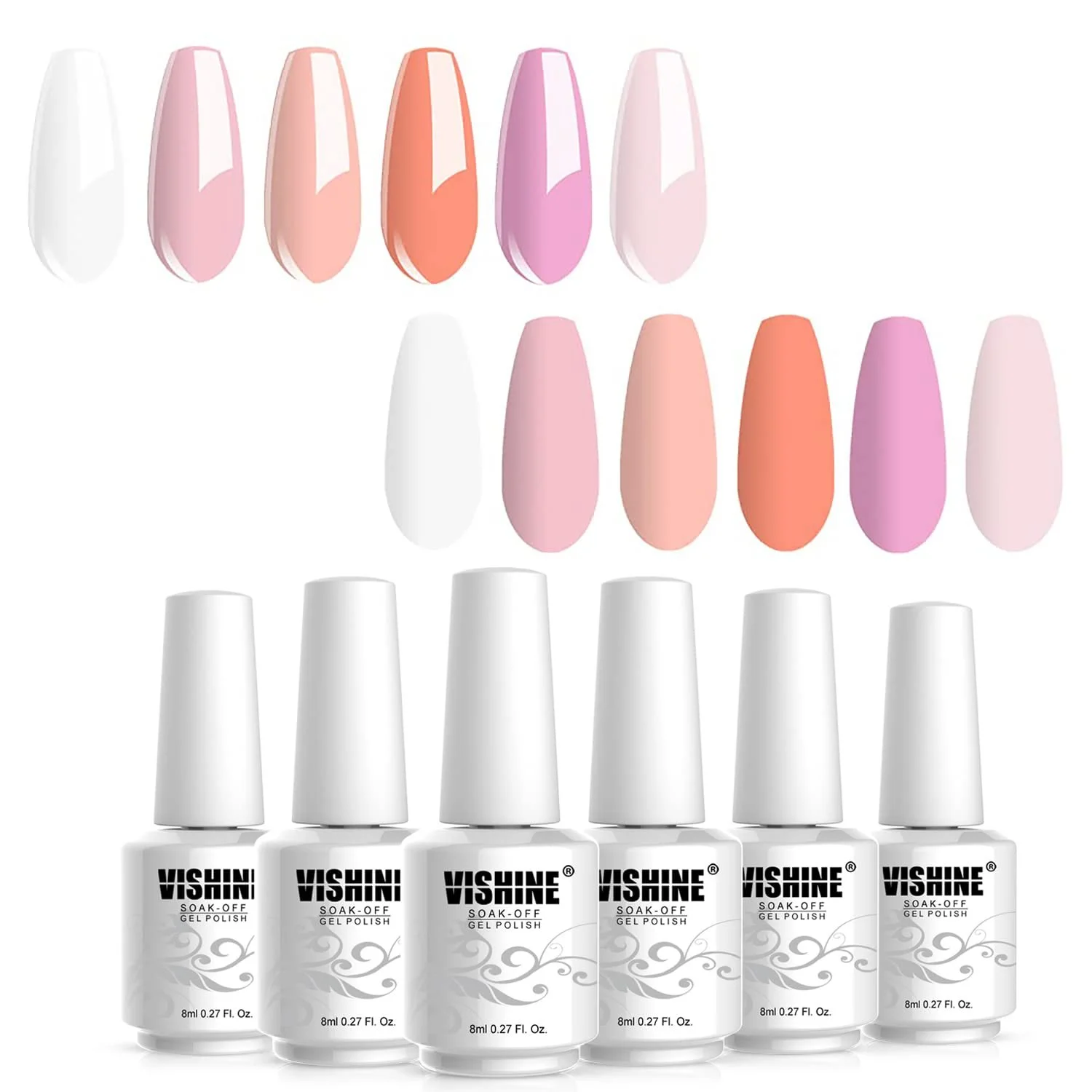 Гель-лак Vishine Набір Nude Відтінків, 6 штук 8 мл, фото №4