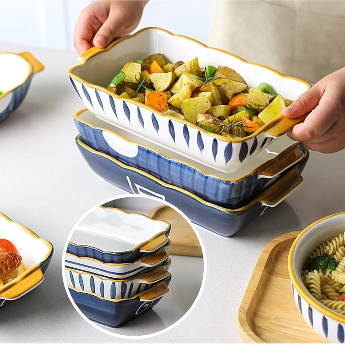 Форма для запікання керамічна прямокутна з ручками (C), фото №3 Форма для запікання керамічна прямокутна з ручками (C), фото №3