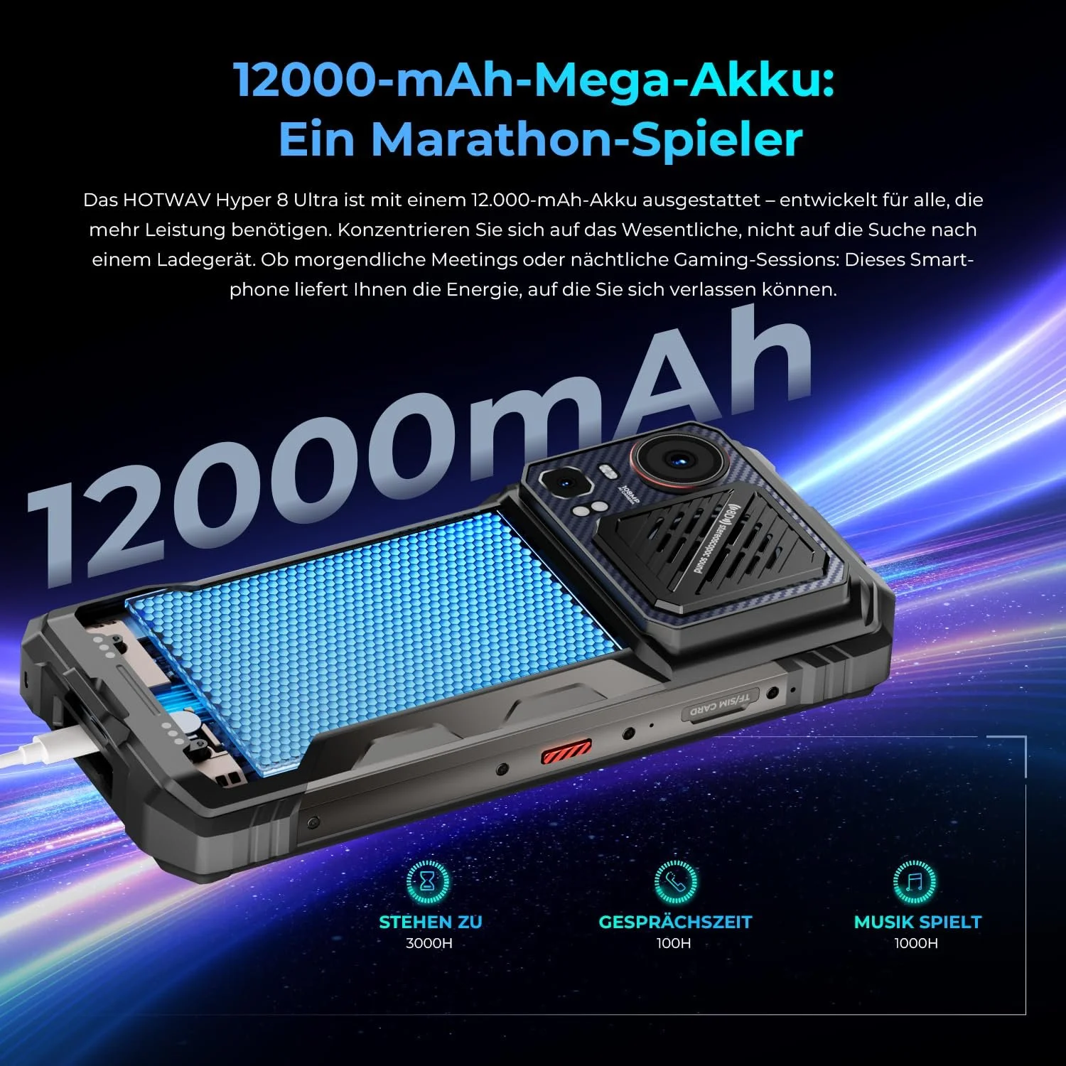 Смартфон HOTWAV Hyper 8 Ultra 5G 32/512 ГБ (2 ТБ) 12000 мАг 6.8" 2K 120 Гц Walkie Talkie 125 дБ AI, фото №4