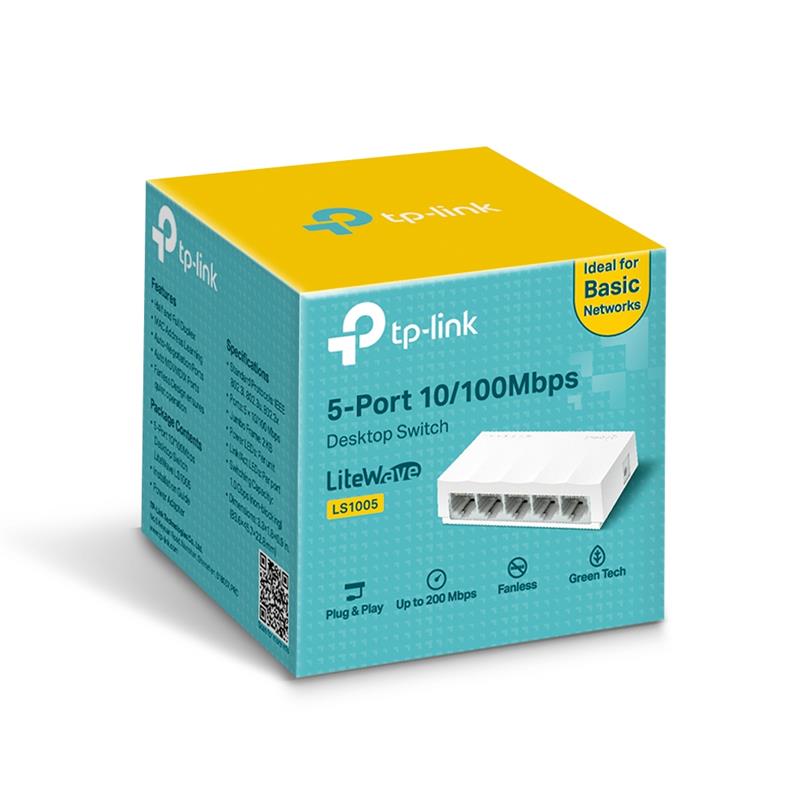 Коммутатор TP-Link LS1005 (5хФЕ, пластик), фото №3
