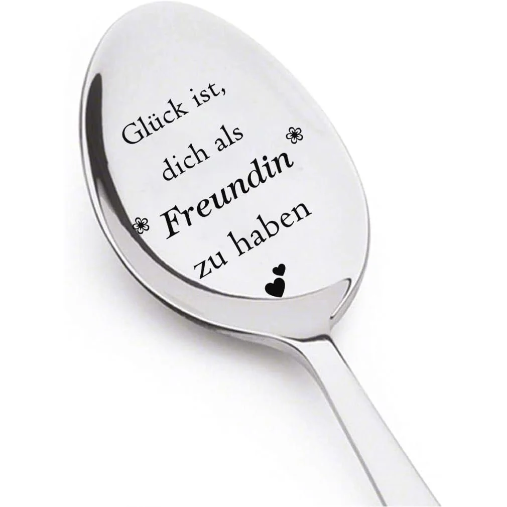 Ложка з нержавіючої сталі Gl",uck ist, dich als Freundin zu haben Подарунок на день народження, фото №1 Ложка з нержавіючої сталі Gl",uck ist, dich als Freundin zu haben Подарунок на день народження, фото №1