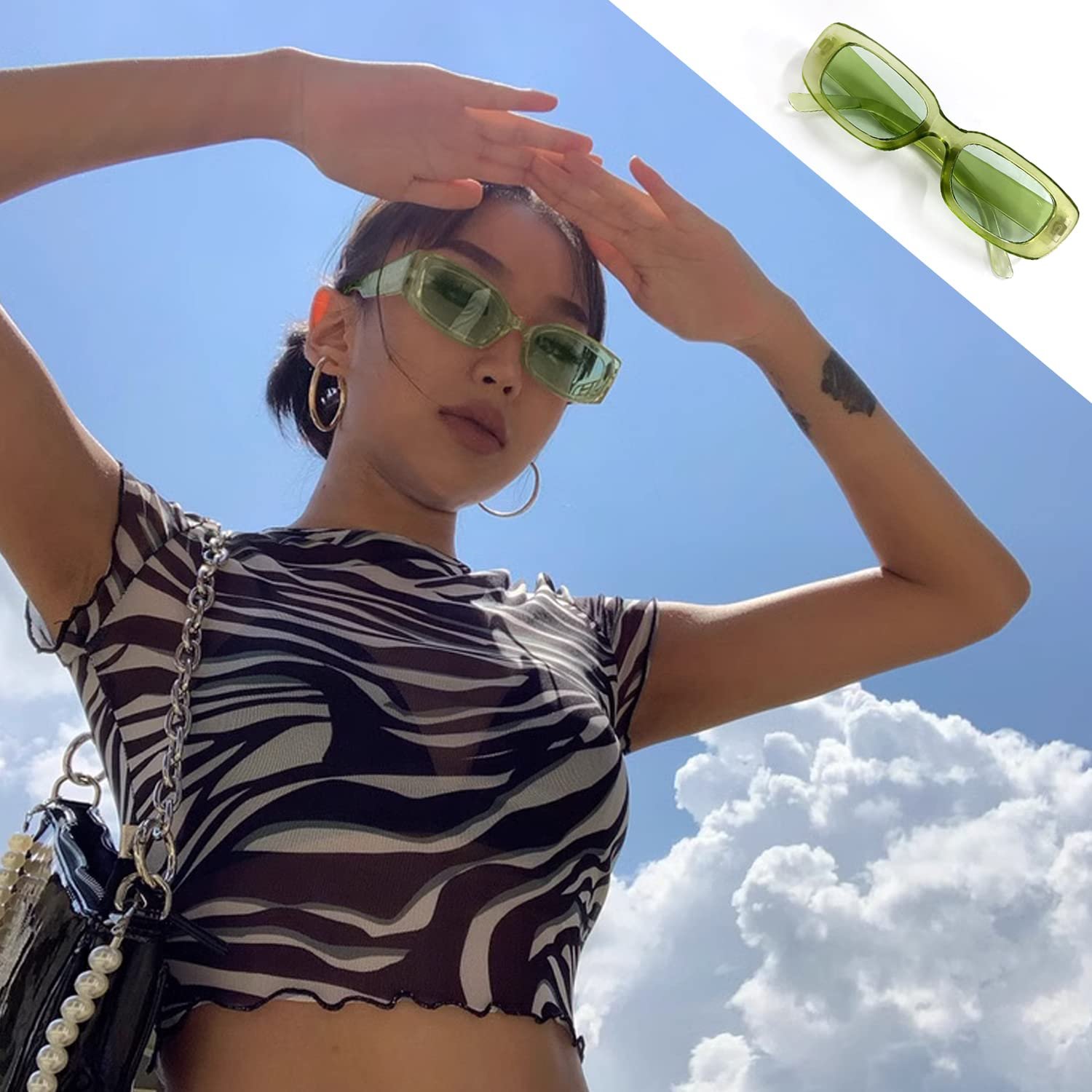 Сонцезахисні окуляри TAFACE Квадратні Рожевий, зелений, помаранчевий, фото №5