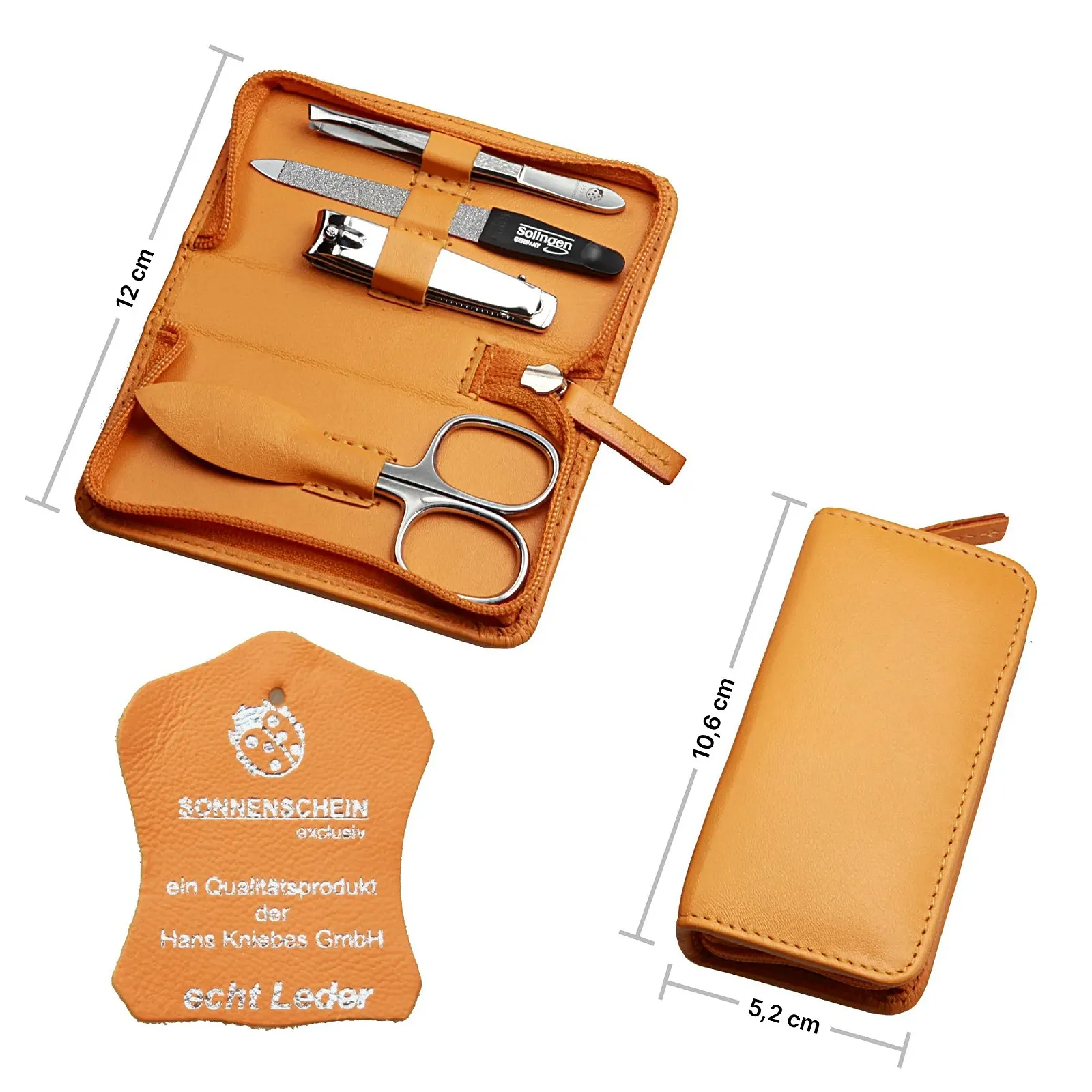 Набір для манікюру 4 предмети у футлярі Футляр зі шкіри наппа ягняти Жовтий кукурудзяний, фото №6